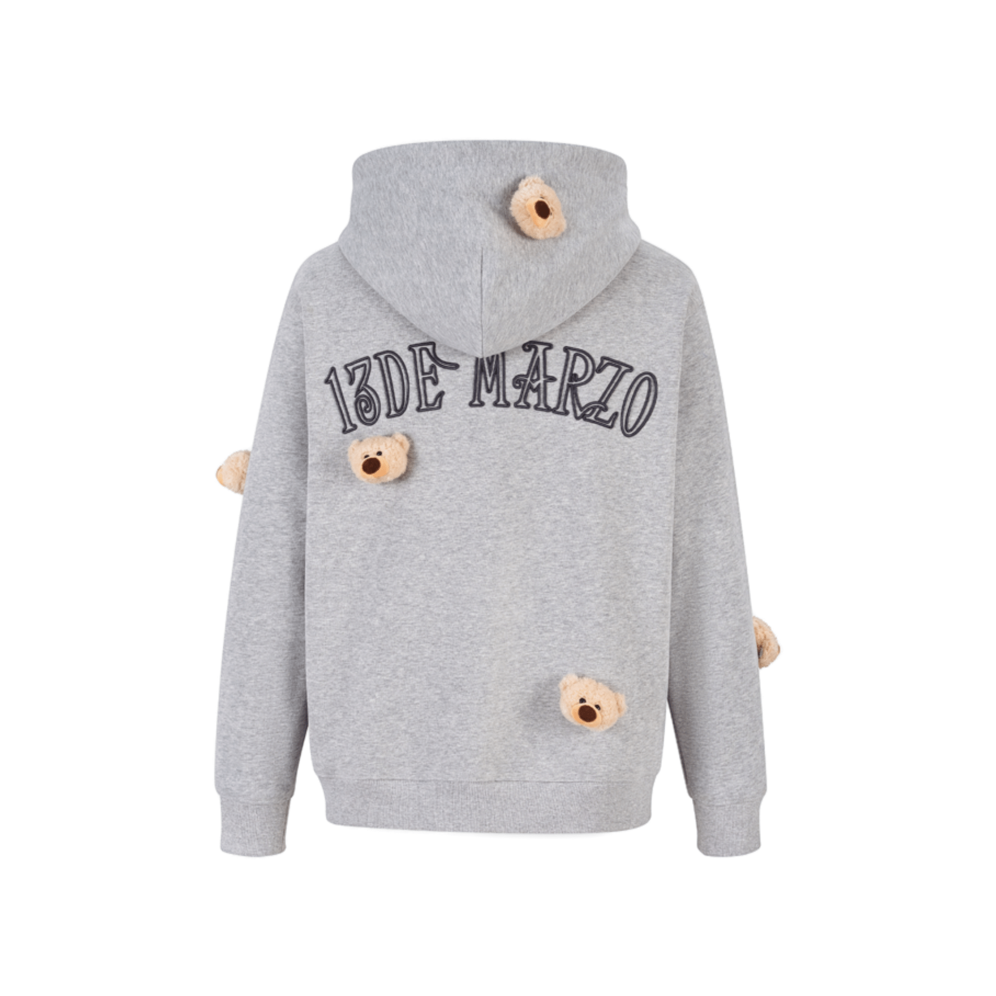 13DE MARZO Bear Zipper Hoodie in Gray | MADAX