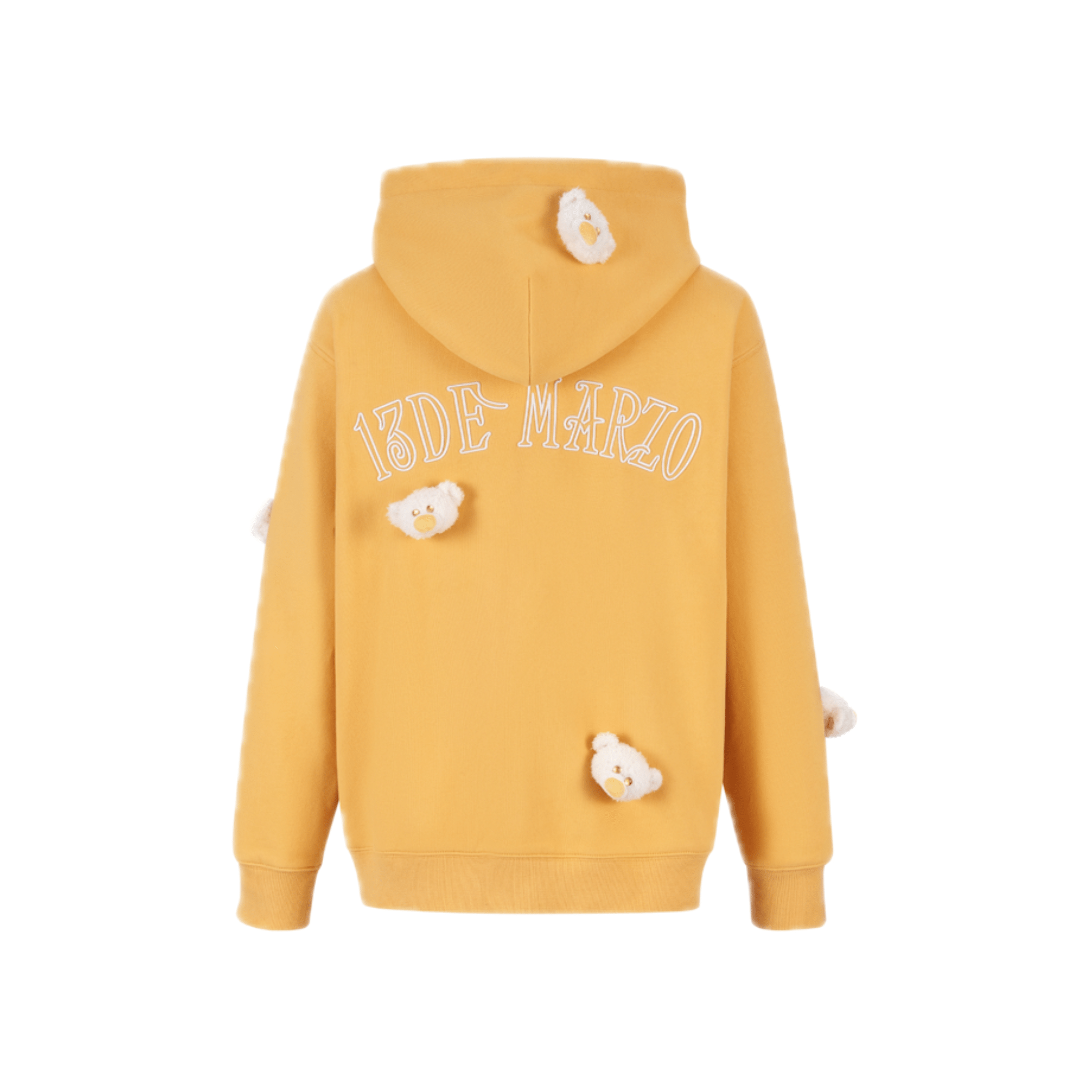 13DE MARZO Bear Zipper Hoodie in Yellow | MADAX