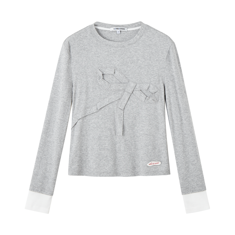 Gratu Origami Bow Colorblock T-shirt in Grey