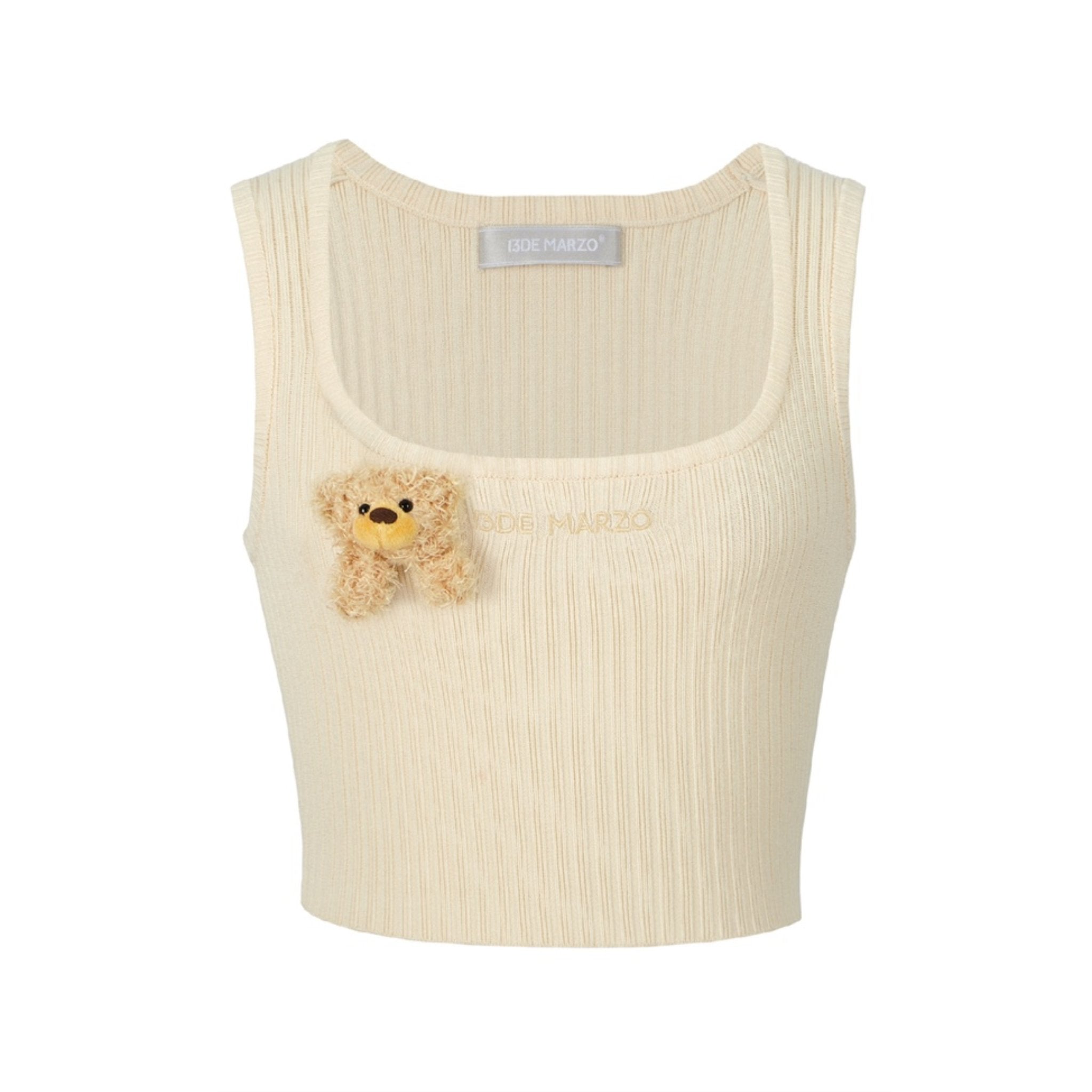 13DE MARZO Beige Base Knit Tank Top | MADA IN CHINA