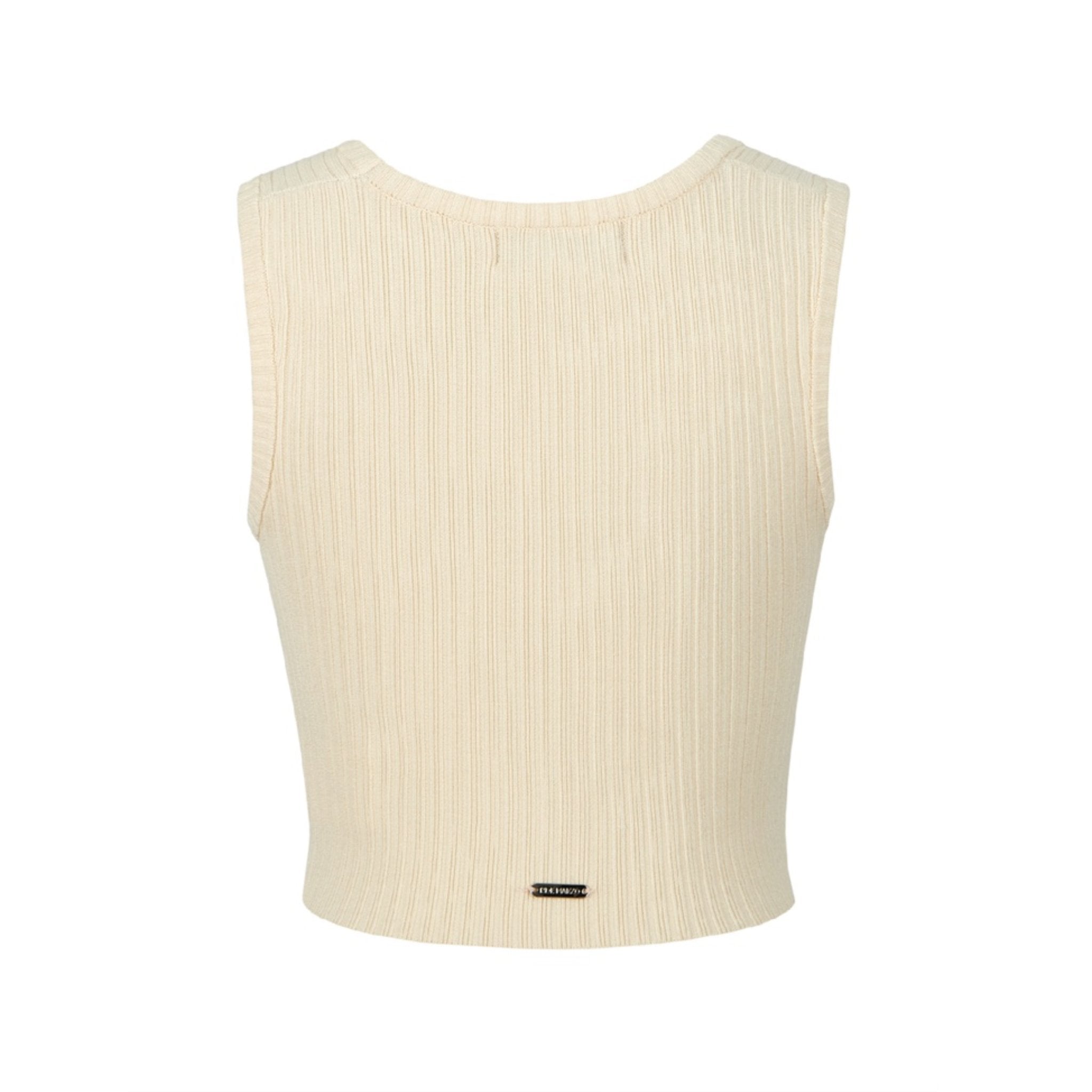 13DE MARZO Beige Base Knit Tank Top | MADA IN CHINA