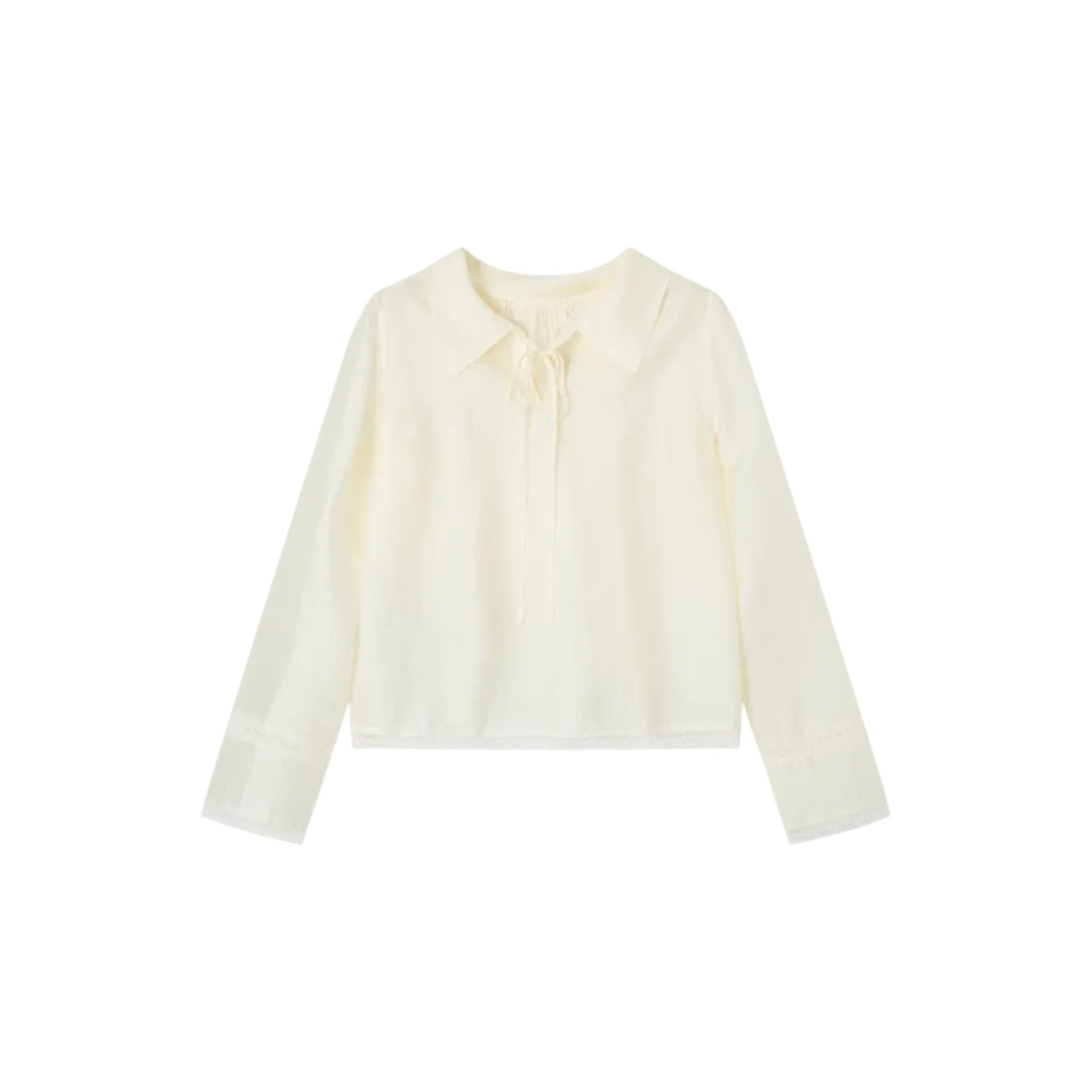 SOMESOWE Beige Blouse with Puff Sleeves and A Round Collar | MADAX