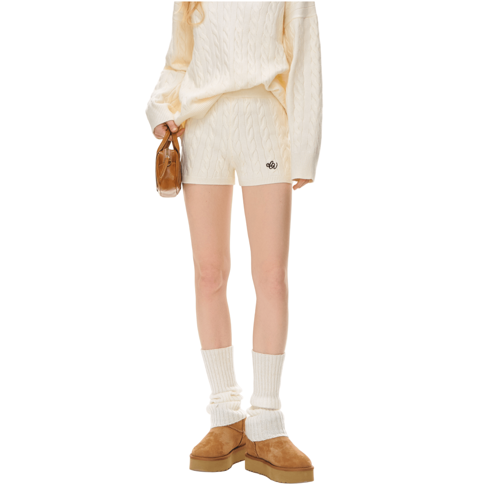 CLIMAX VISION Beige Cable Knit Suit Shorts | MADAX