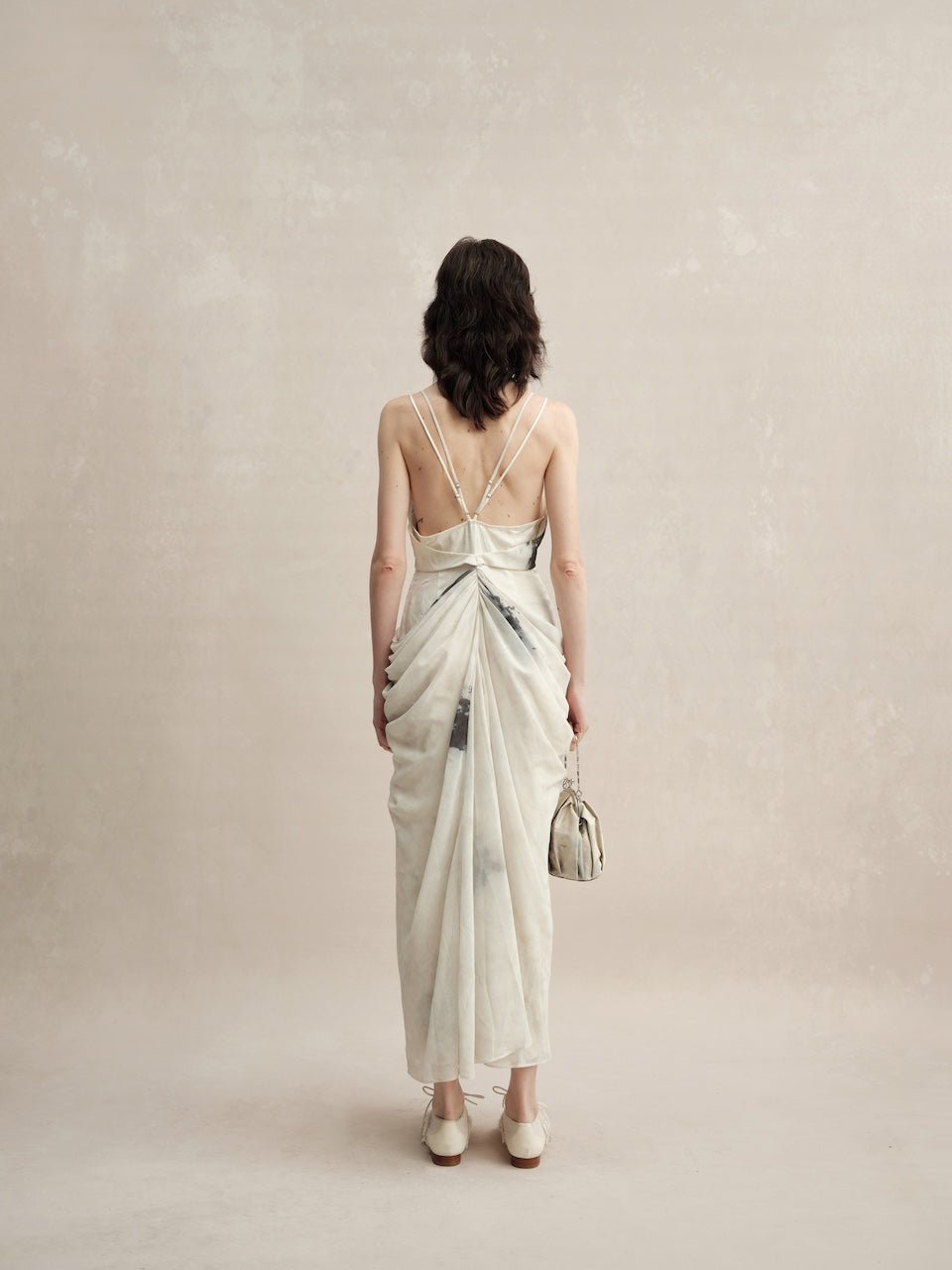 Beige Double Layered Pleated Dress S Beige Double Layered Pleated Dress S