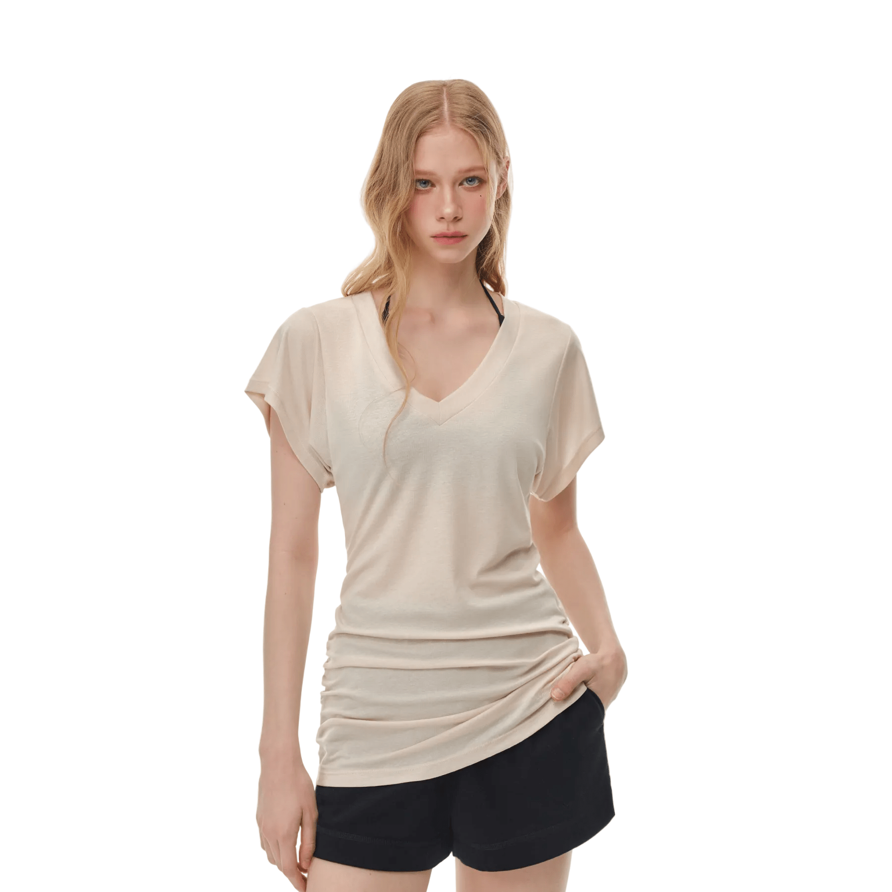 CLIMAX VISION Beige Lyocell Linen Cover - up T-shirt | MADAX