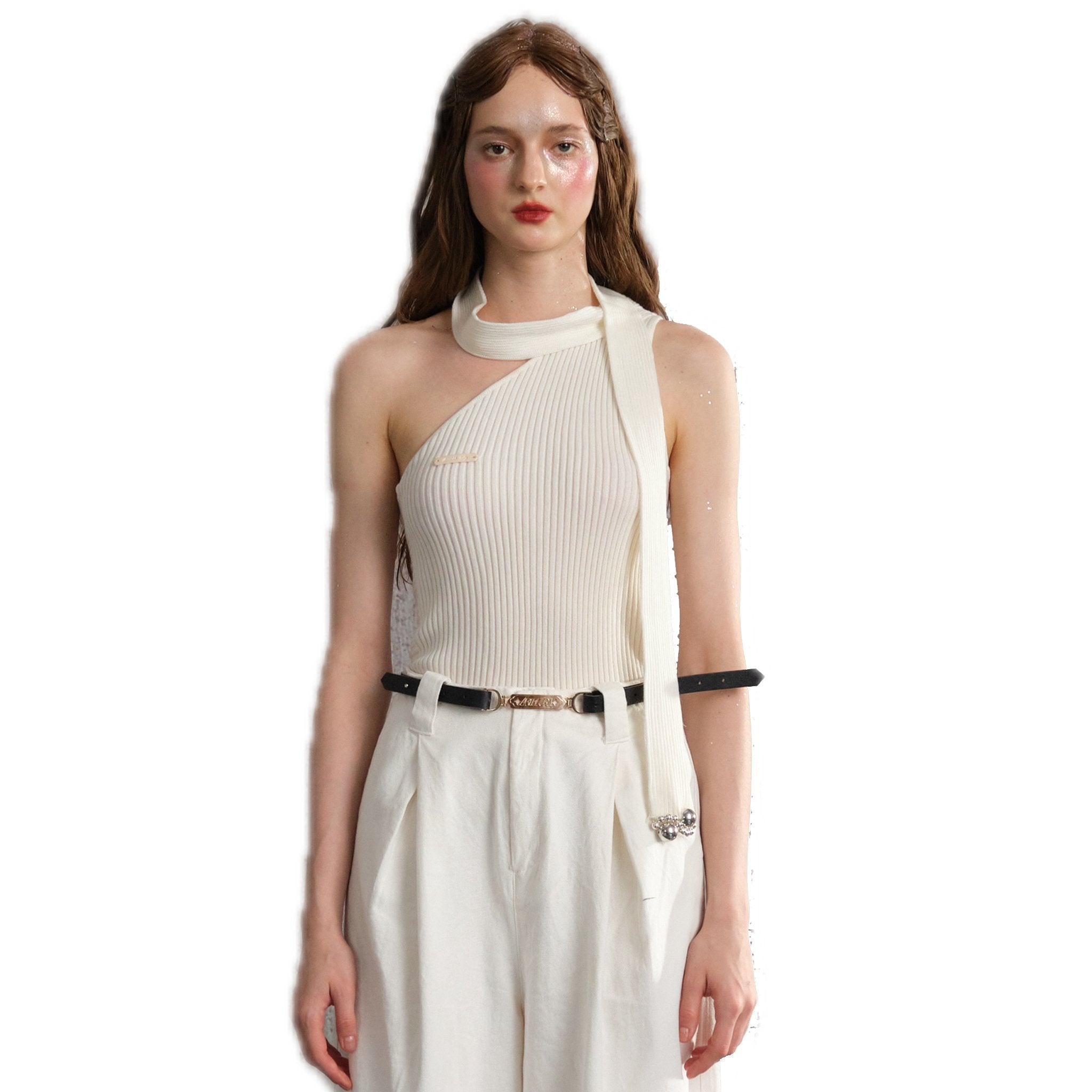 ARTE PURA Beige Neck Tank Top | MADA IN CHINA