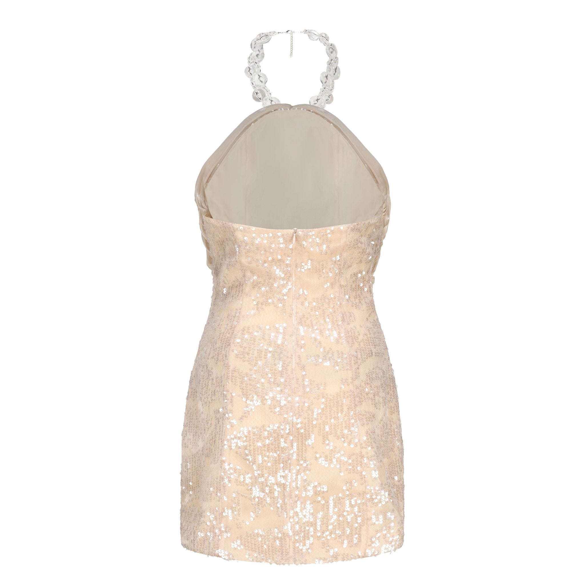 ARTE PURA Beige Sequin Neck Dress | MADA IN CHINA