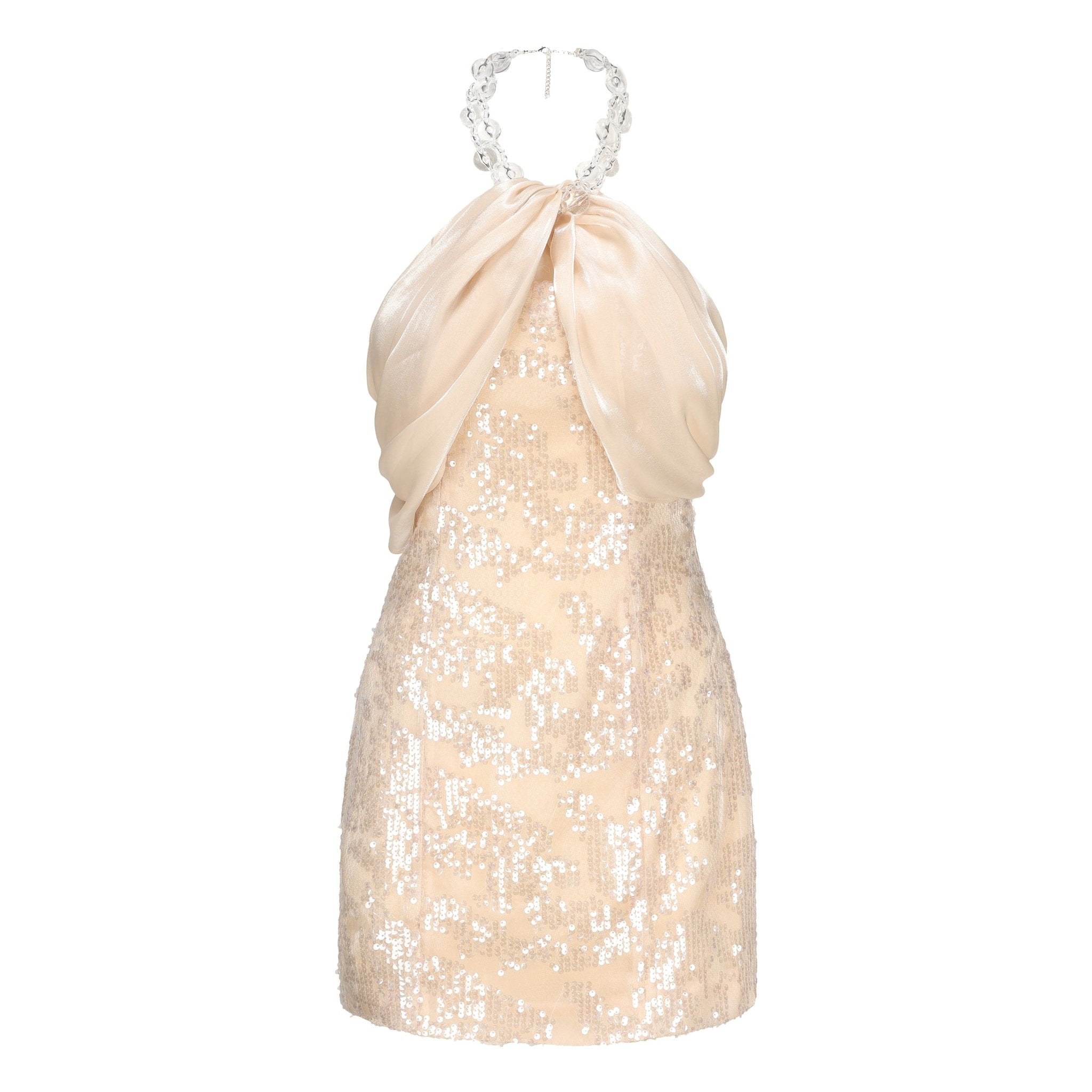 ARTE PURA Beige Sequin Neck Dress | MADA IN CHINA