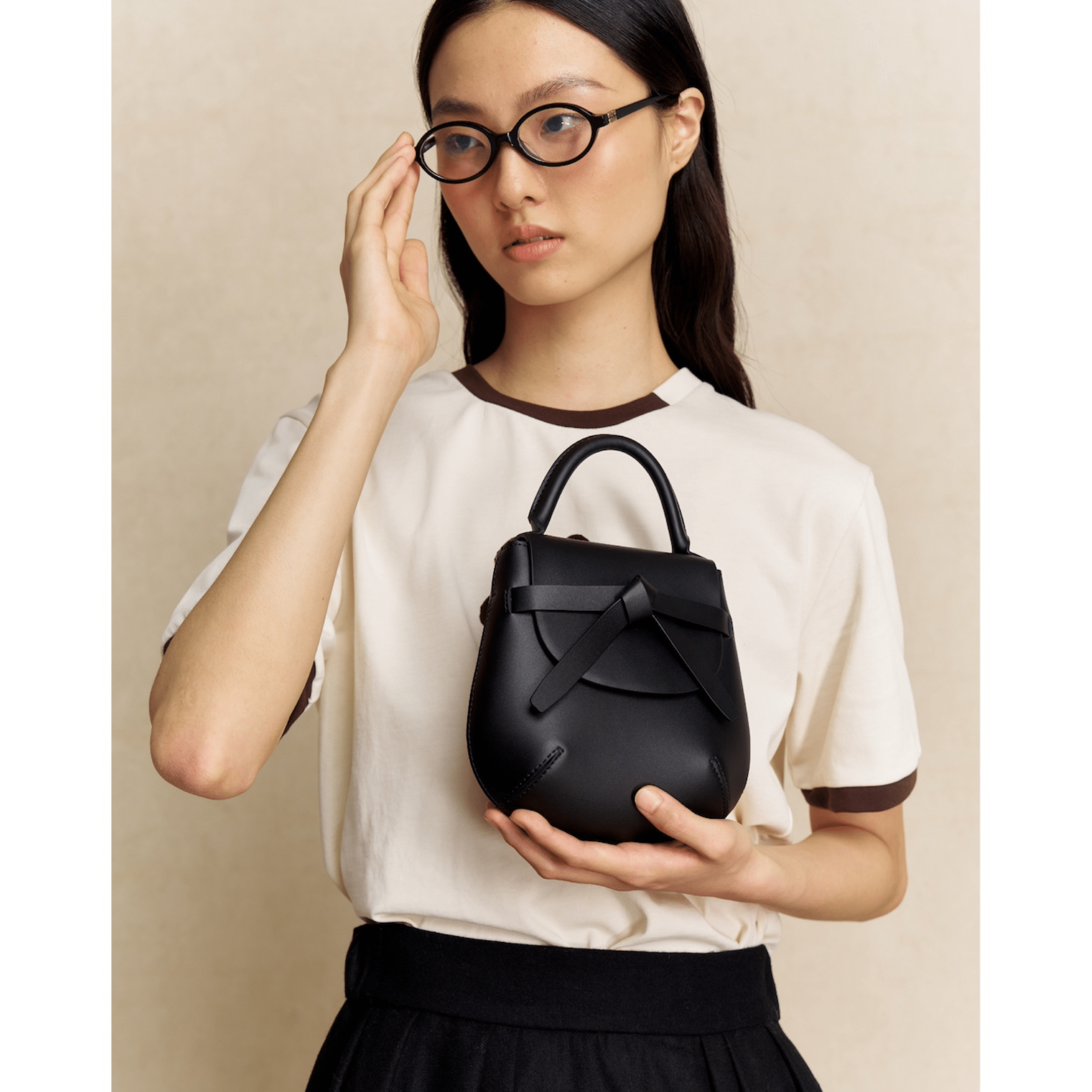 The Yellow Shop Beth Knot Small Saddle Bag in Black | MADAX