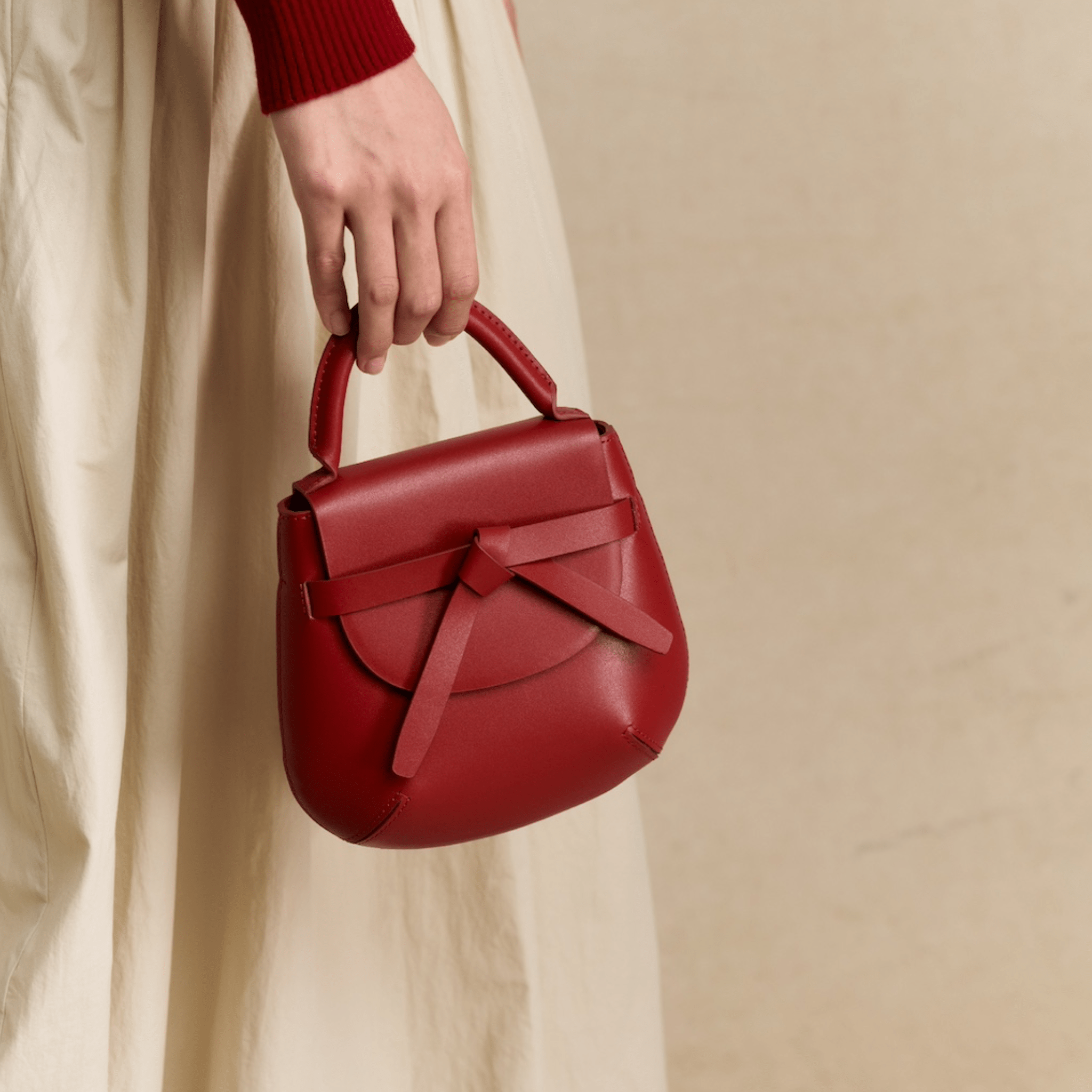 The Yellow Shop Beth Knot Small Saddle Bag in Cambridge Red | MADAX
