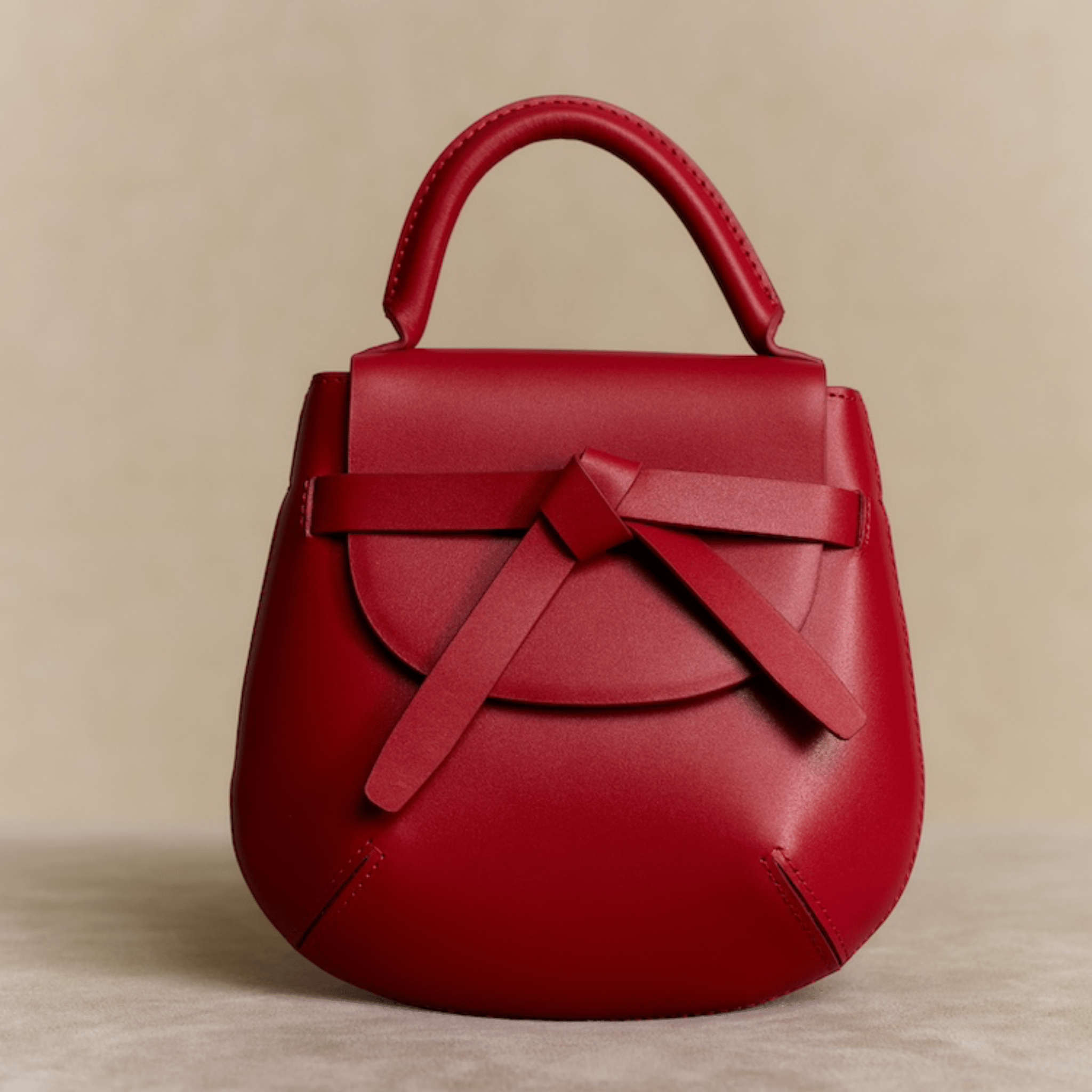 The Yellow Shop Beth Knot Small Saddle Bag in Cambridge Red | MADAX