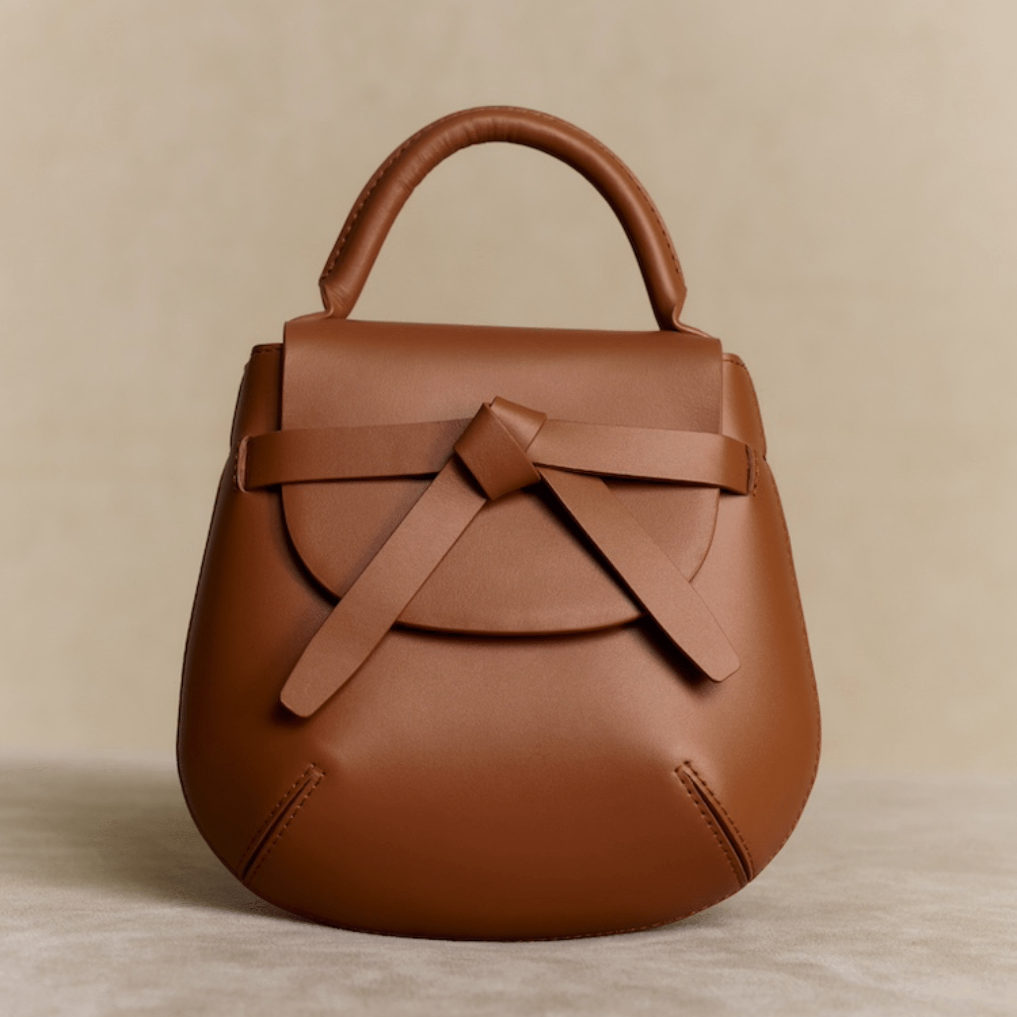 The Yellow Shop Beth Knot Small Saddle Bag in Cinnamon Brown | MADAX