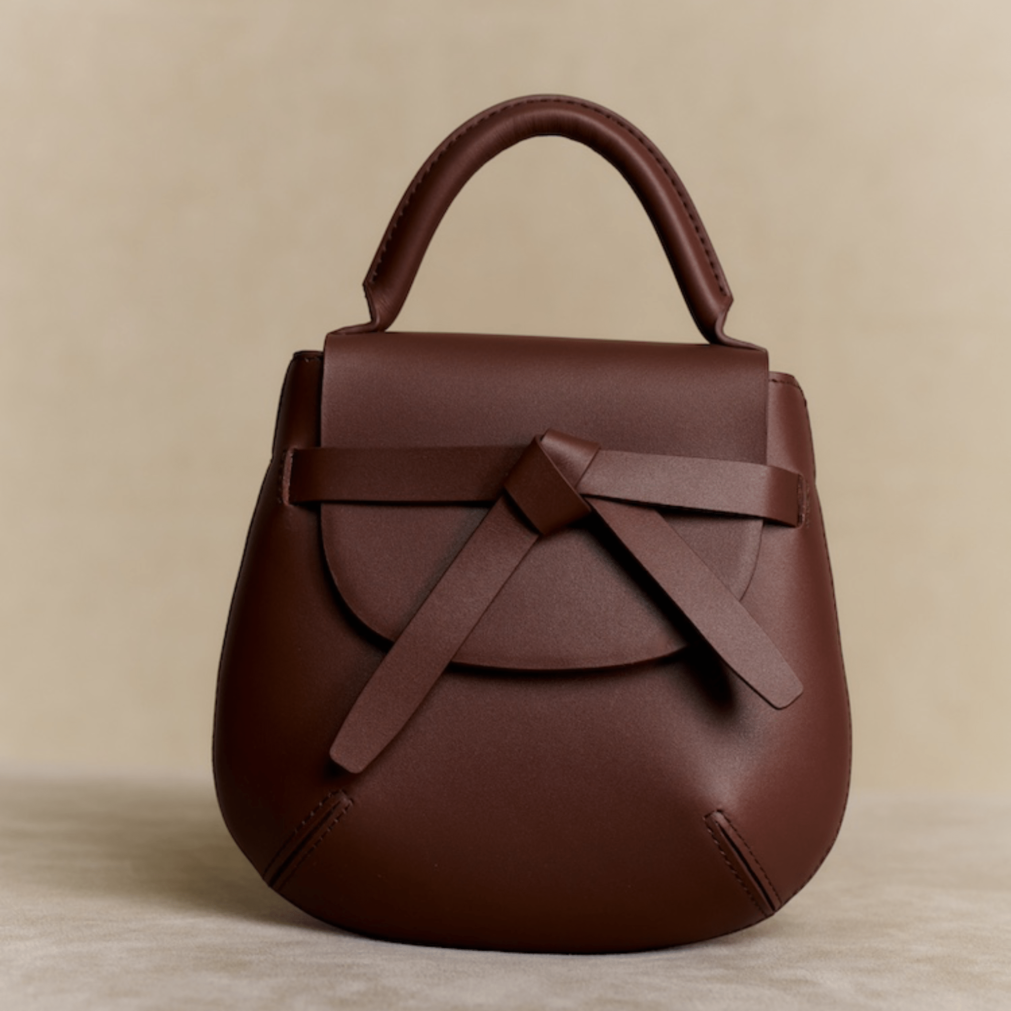 The Yellow Shop Beth Knot Small Saddle Bag in Walnut Brown | MADAX