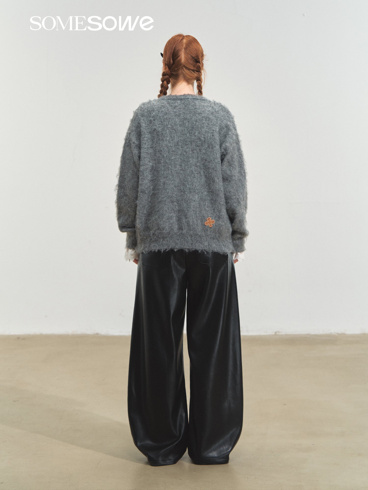 SOMESOWE Birds and Butterflies Cardigan Sweater In Gray | MADAX