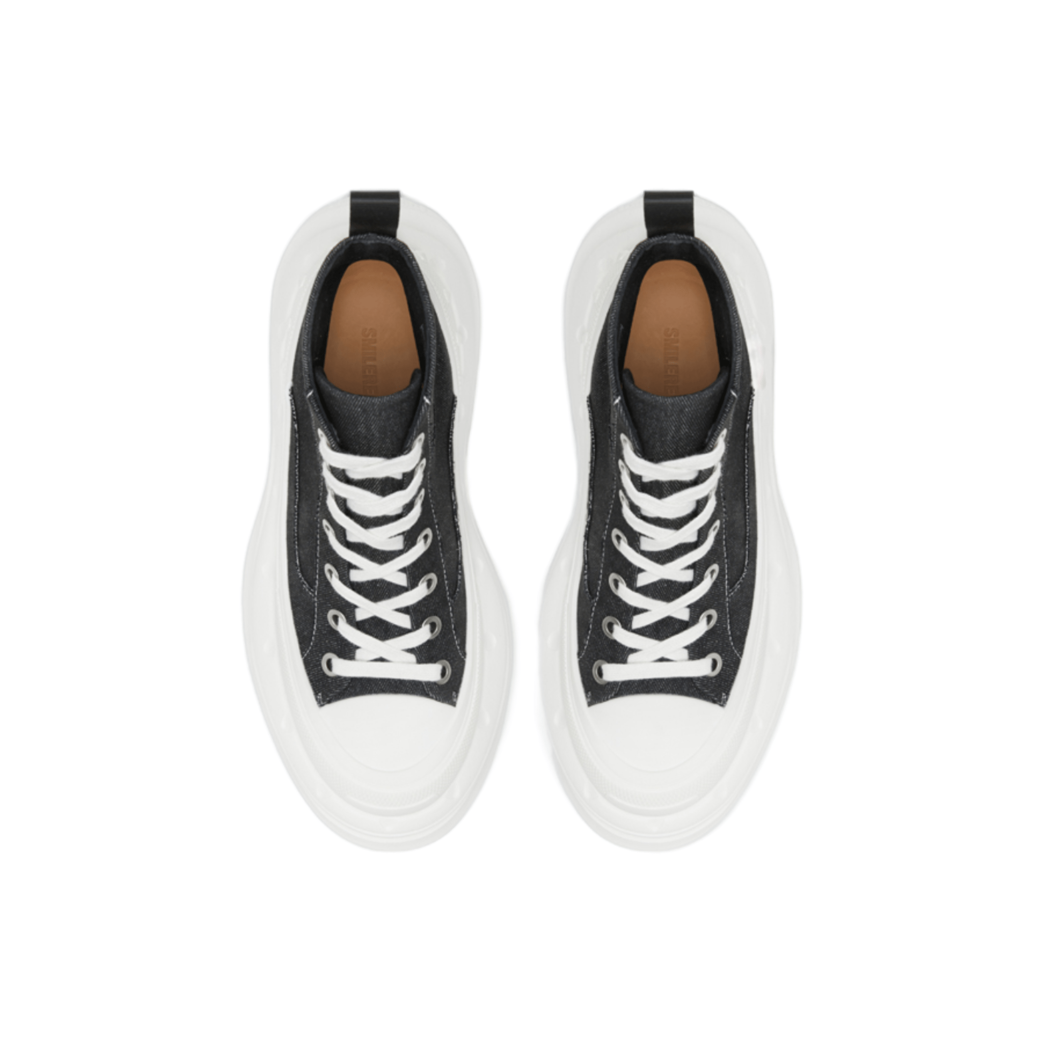 SMILEREPUBLIC Black and White Contrast High - top Open - mouthed Thick - soled Canvas Shoes 2.0 | MADAX