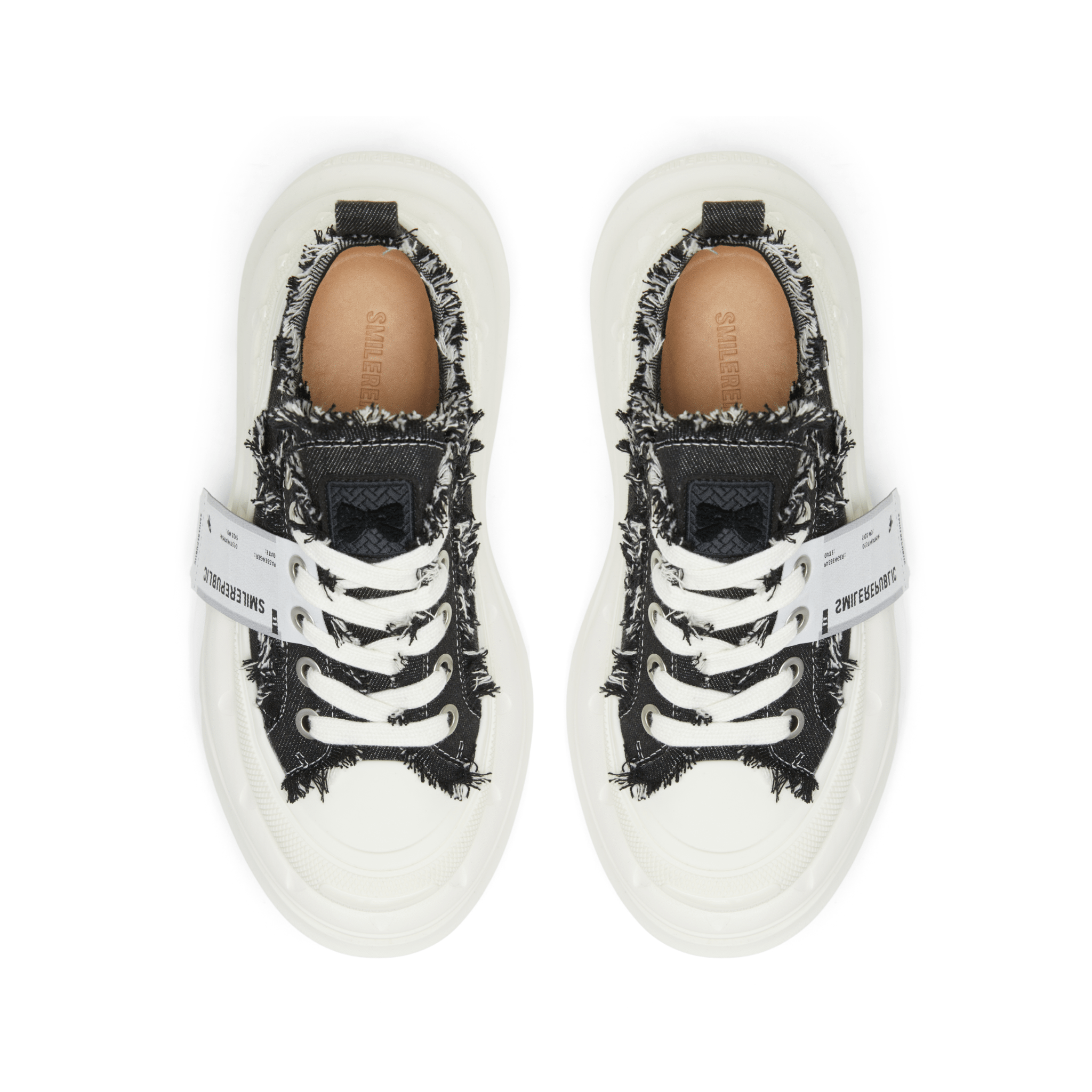 SMILEREPUBLIC Black and White Contrast Low - top Open - mouthed Thick - soled Canvas Shoes 2.0 | MADAX