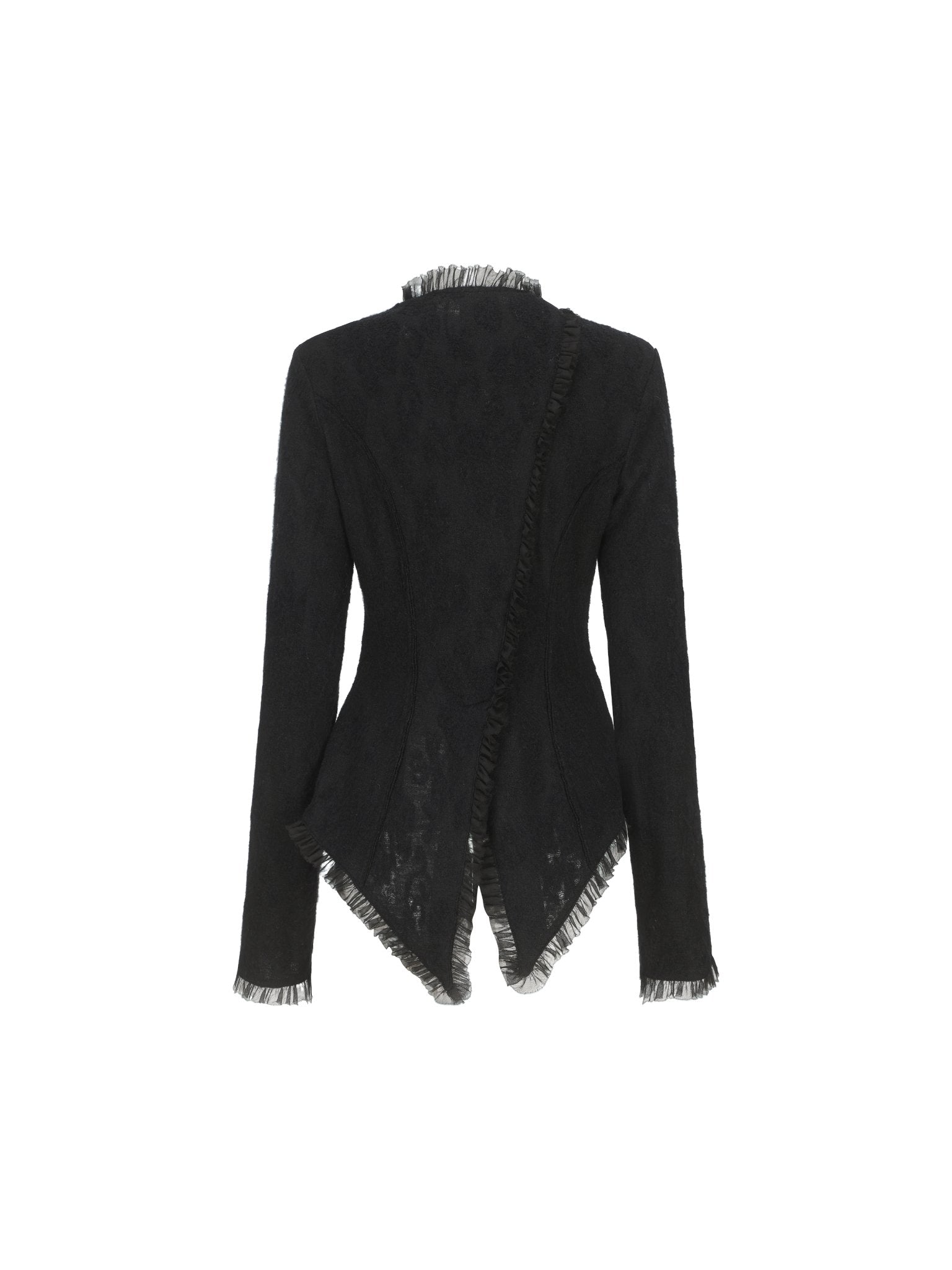 ELYWOOD Black Asymmetrical Wool Lace Shirt | MADAX