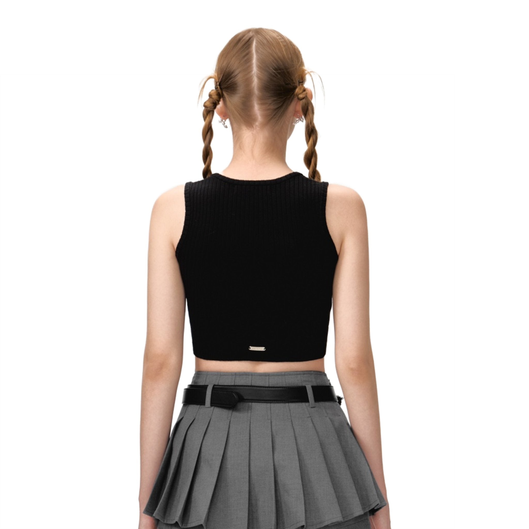 13DE MARZO Black Base Knit Tank Top | MADA IN CHINA