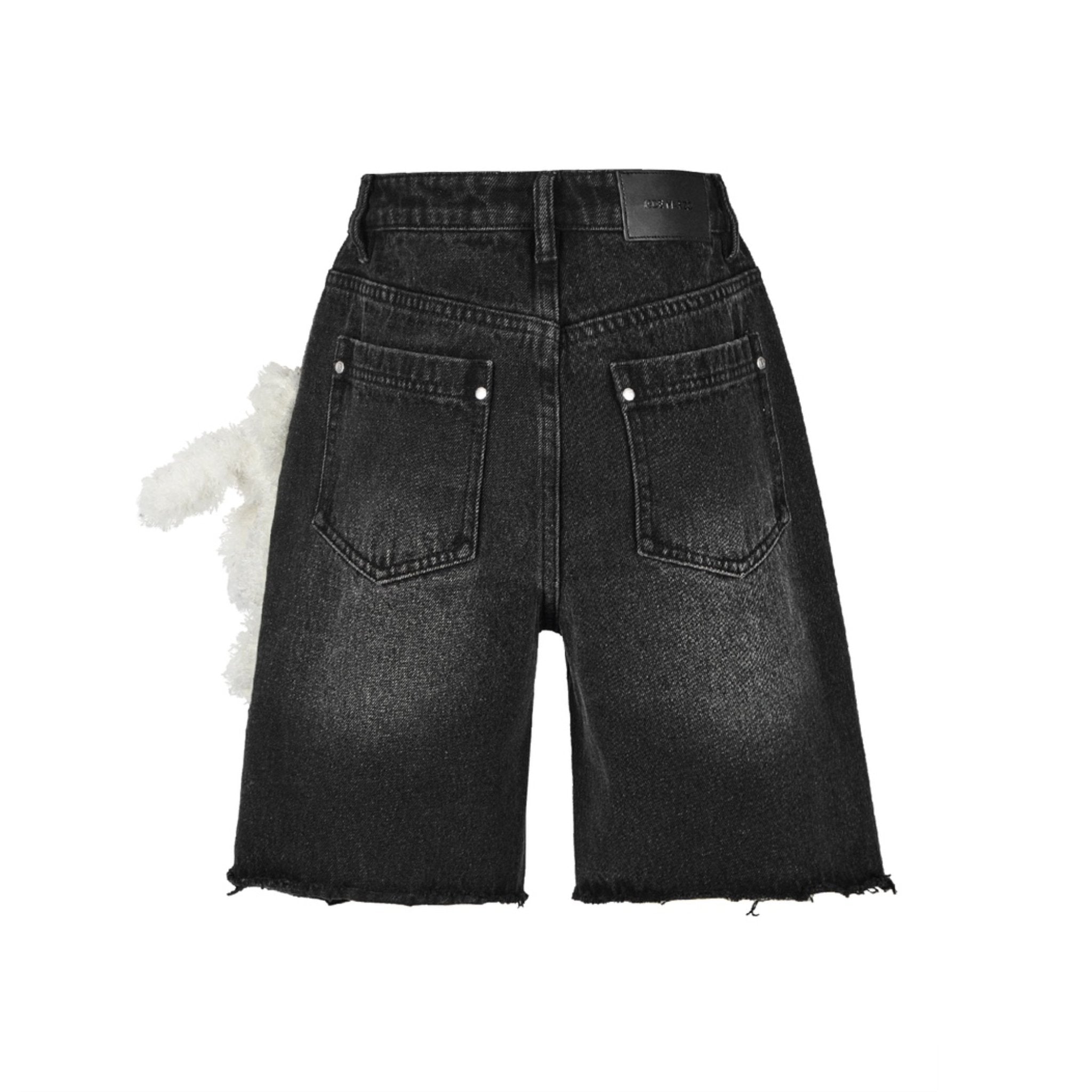 13DE MARZO Black Bear Denim Logo Bike Shorts | MADA IN CHINA