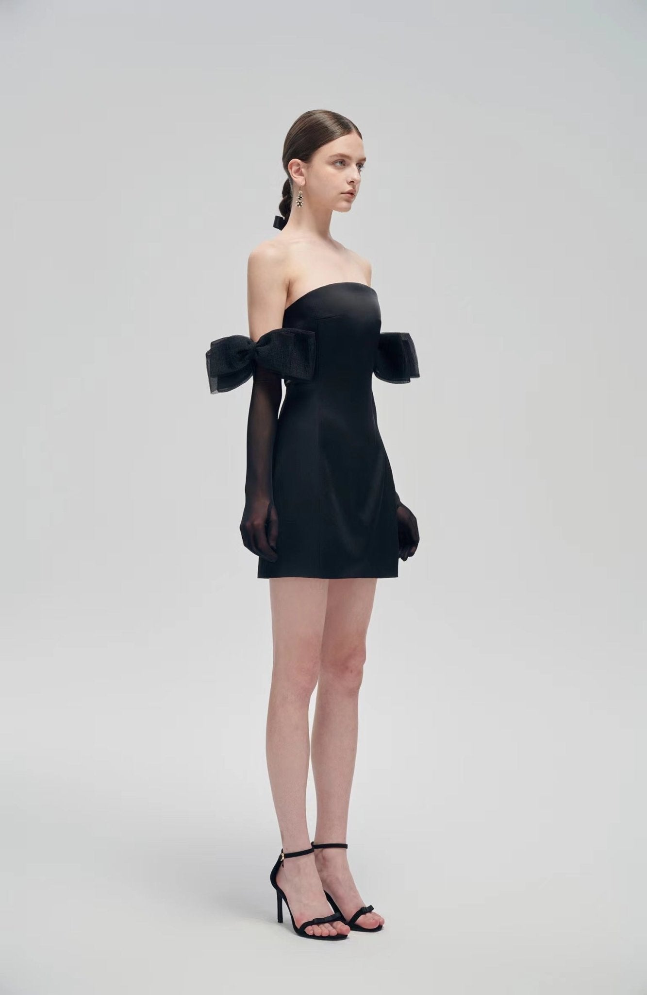 Fa sogno Black Bow Tight Dress With Gloves | MADA IN CHINA