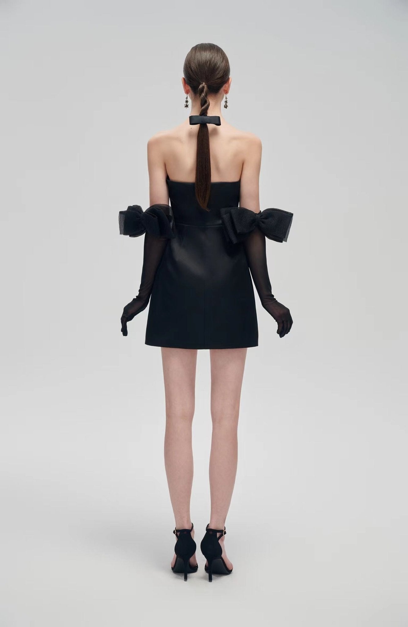 cocktail black dress with gloves SANS FAFF Half Moon Mini Dress With Gloves in Black