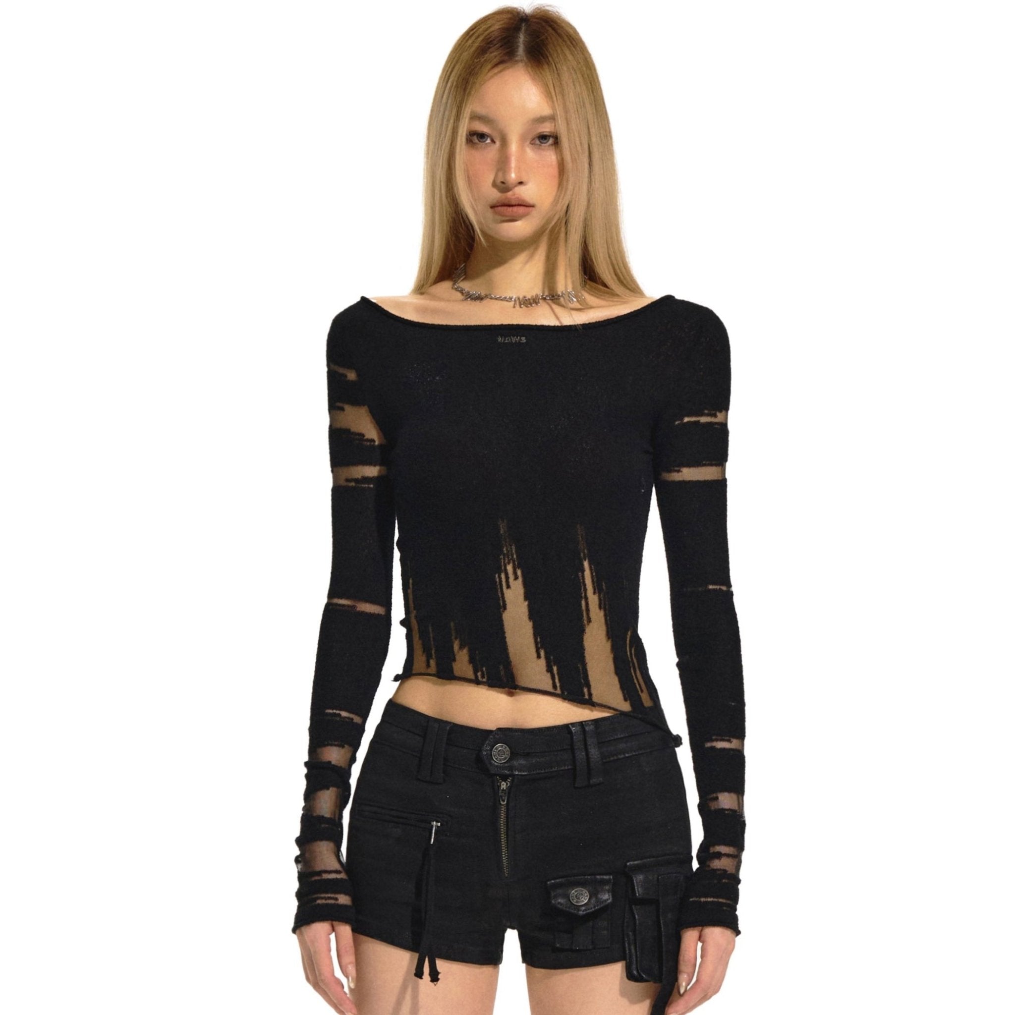 NAWS Black Burnout Knitwear | MADAX