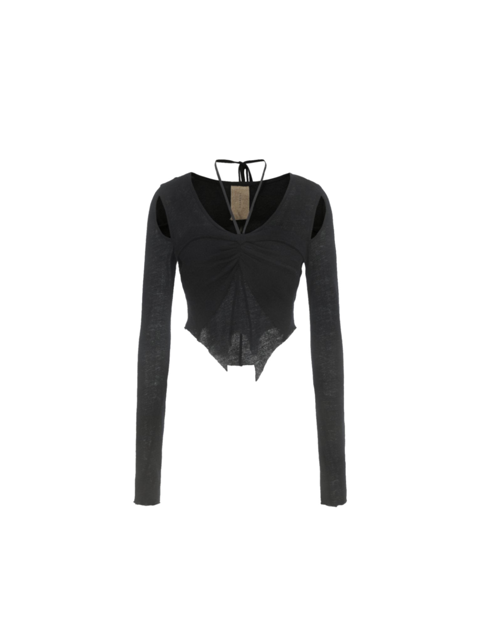 ELYWOOD Black Butterfly Ruched Top | MADAX