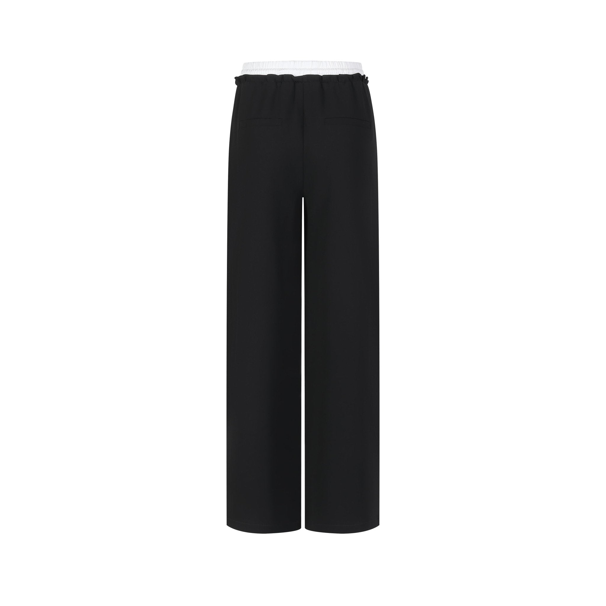 THREE QUARTERS Black Clash White Acetate Tapered Trousers | MADA IN CHINA