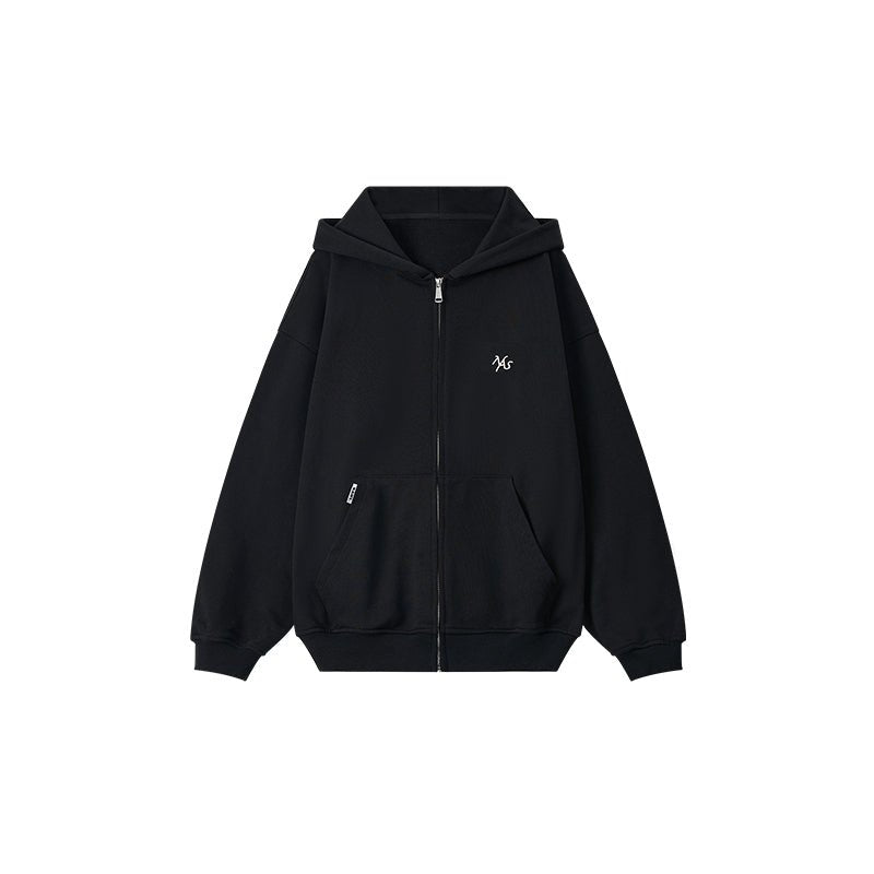 NAWS Black Classic Zipper Hoodie | MADAX