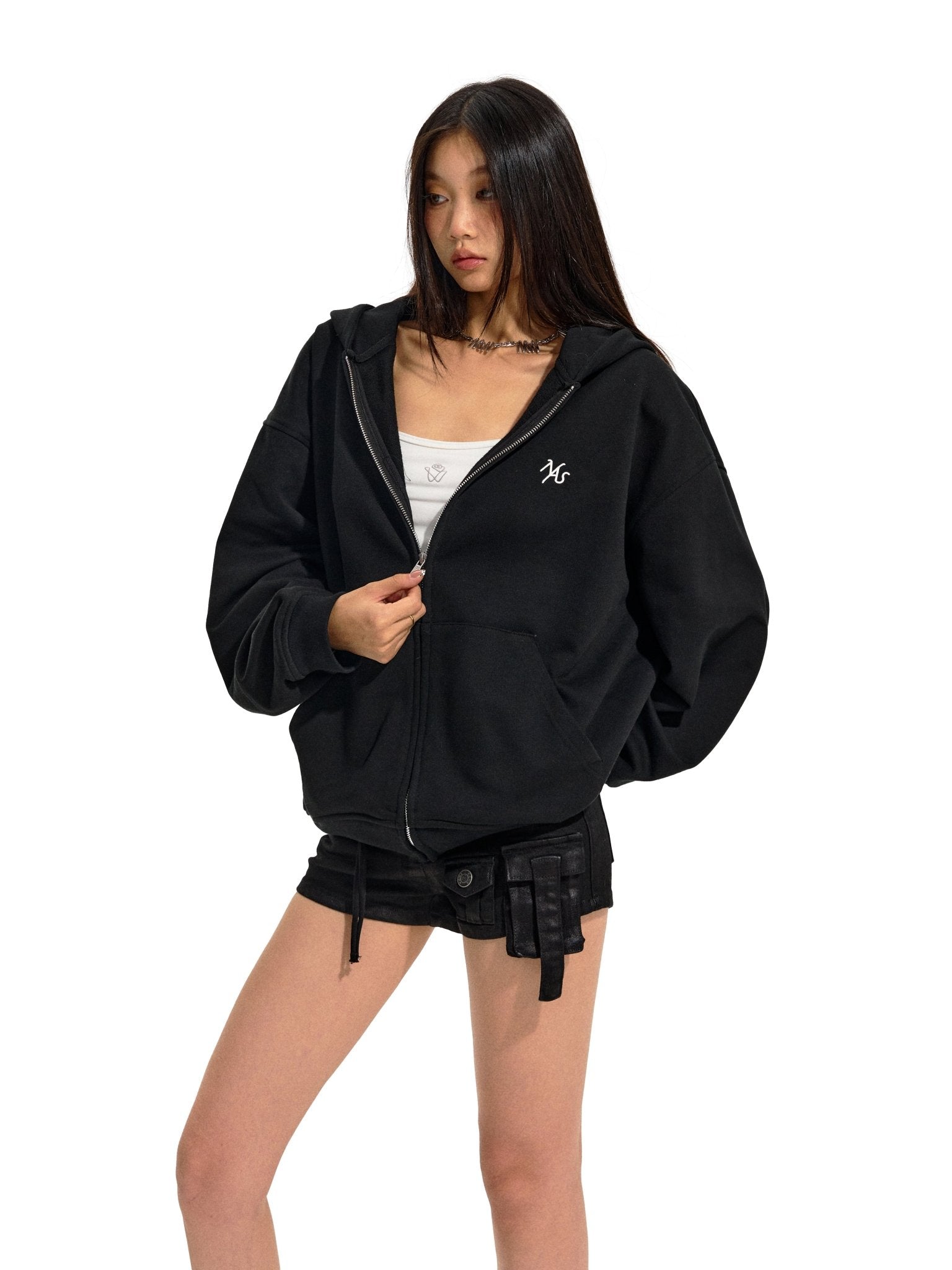 NAWS Black Classic Zipper Hoodie | MADAX