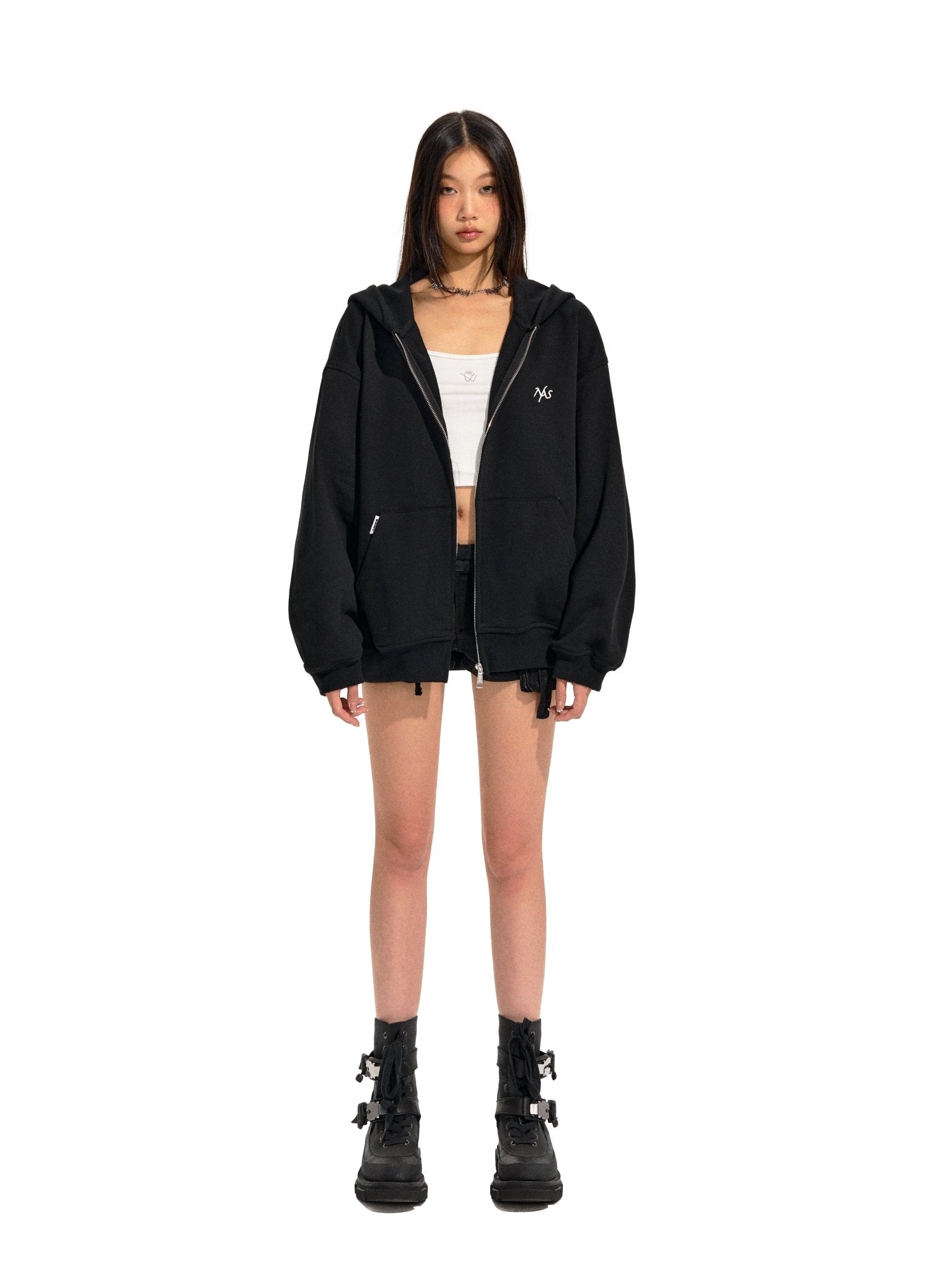 NAWS Black Classic Zipper Hoodie | MADAX