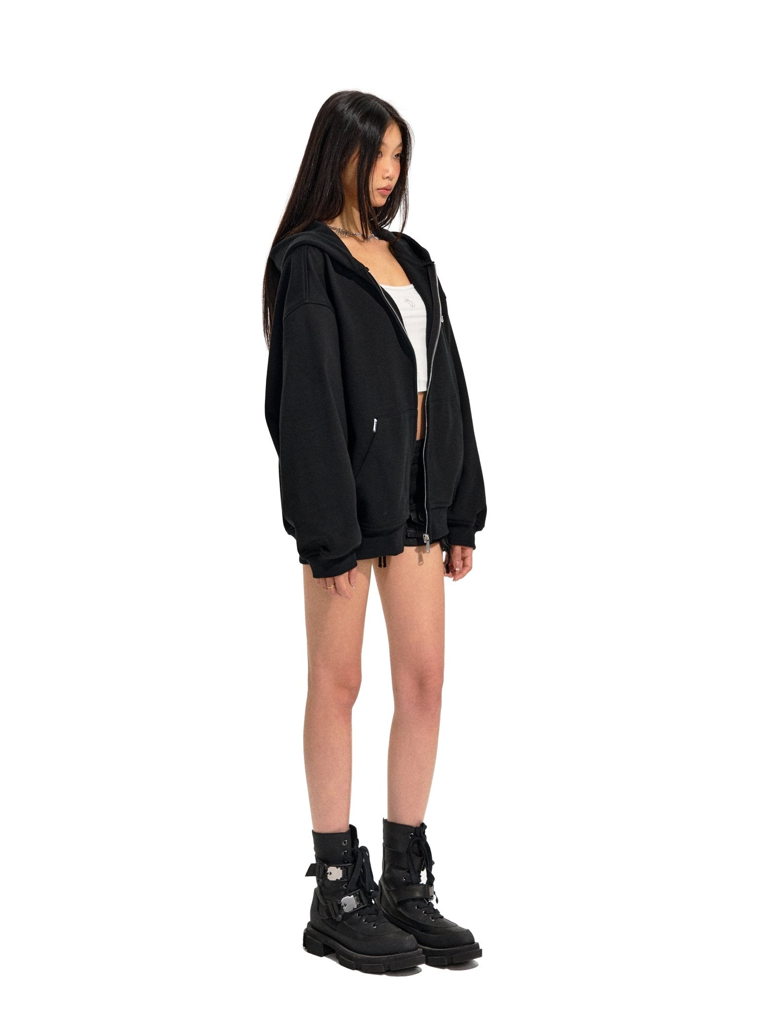 NAWS Black Classic Zipper Hoodie | MADAX