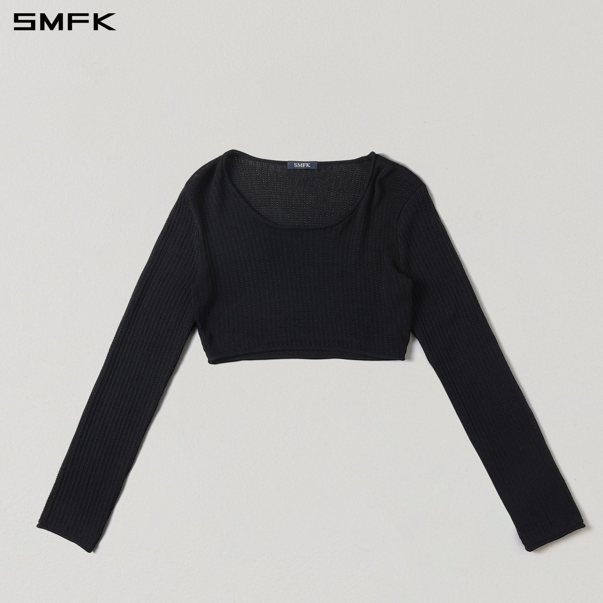 SMFK Black Cropped Knit Top | MADAX