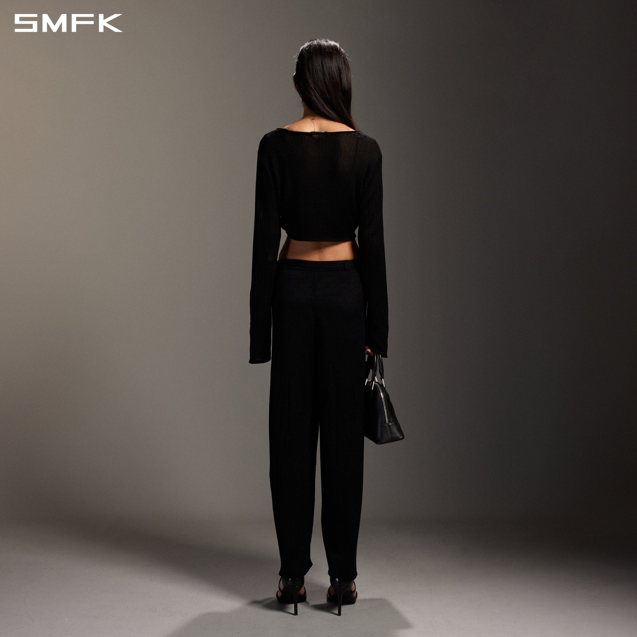 SMFK Black Cropped Knit Top | MADAX
