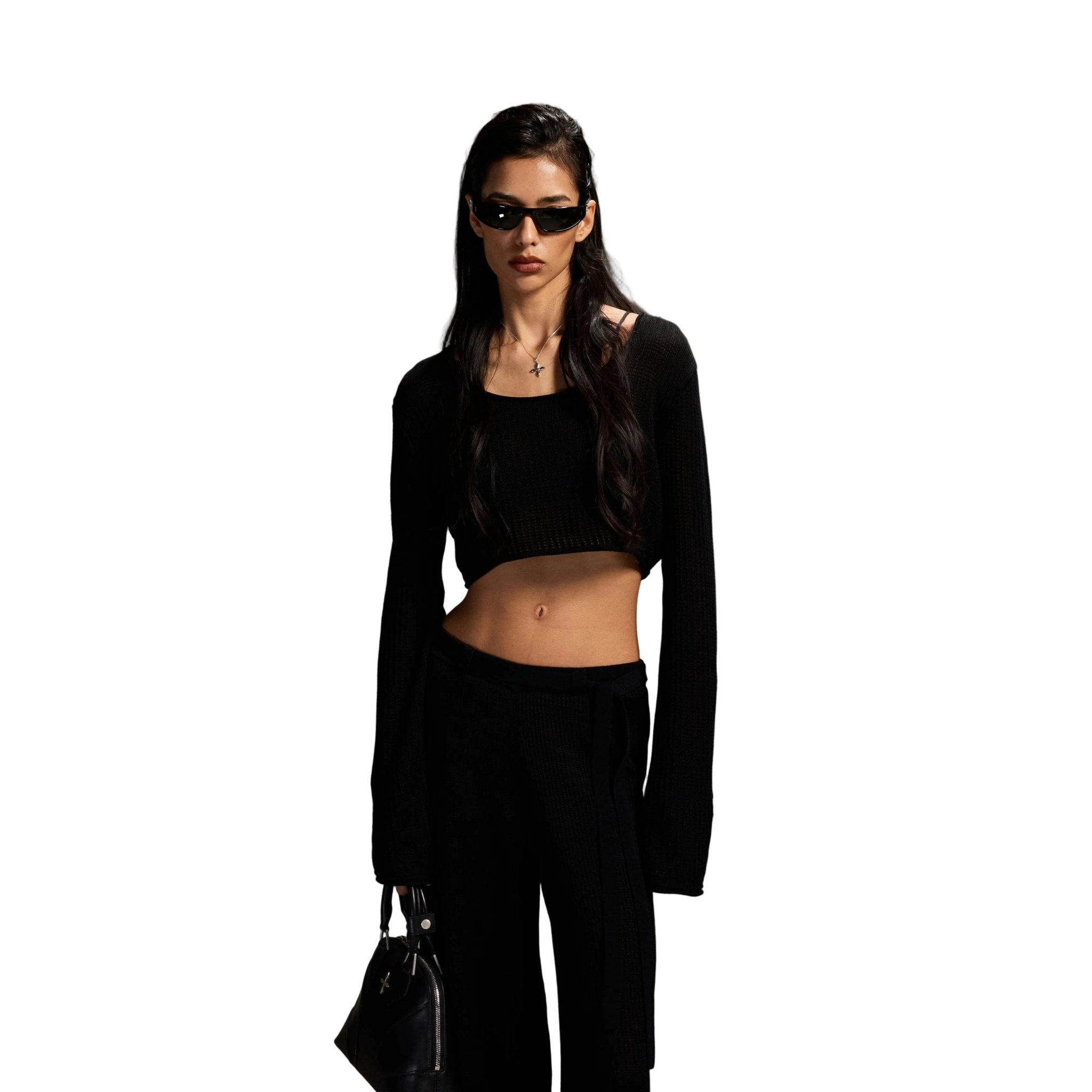 SMFK Black Cropped Knit Top | MADAX