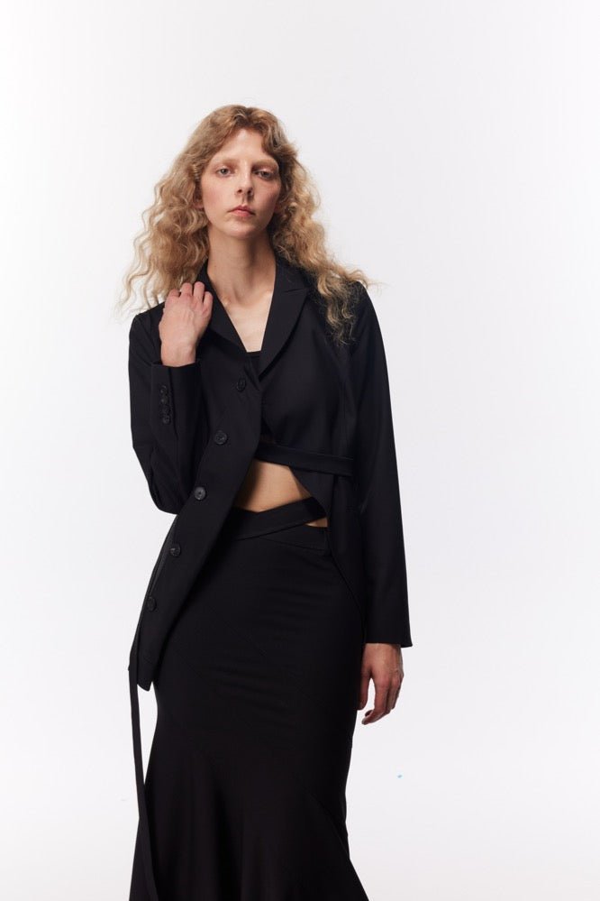 NECESSARY ANANKE Black Deconstracted Blazer | MADA IN CHINA