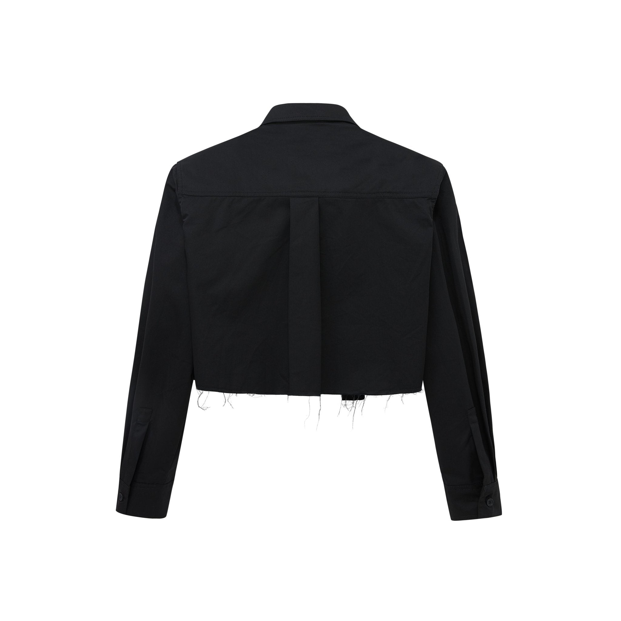 Maca Kaka Black Deconstructed Cropped Shirt | MADA IN CHINA