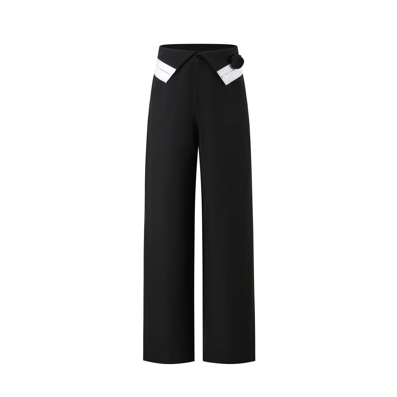 THREE QUARTERS Black Detachable Floral Flap Straight Leg Suit Pants | MADA IN CHINA