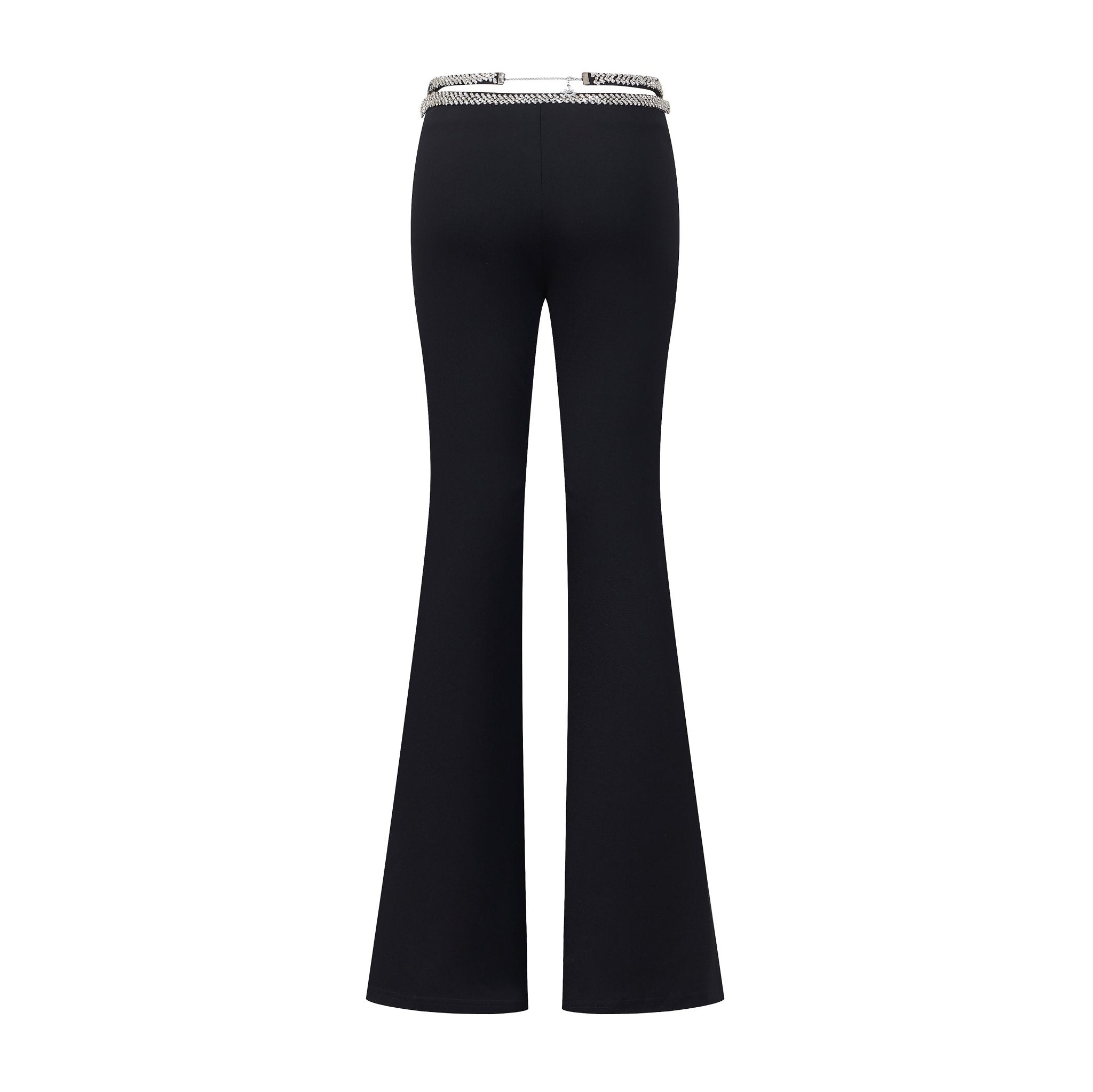 THREE QUARTERS Black Diamond Chain Waistless Knit Micro Trousers | MADA IN CHINA