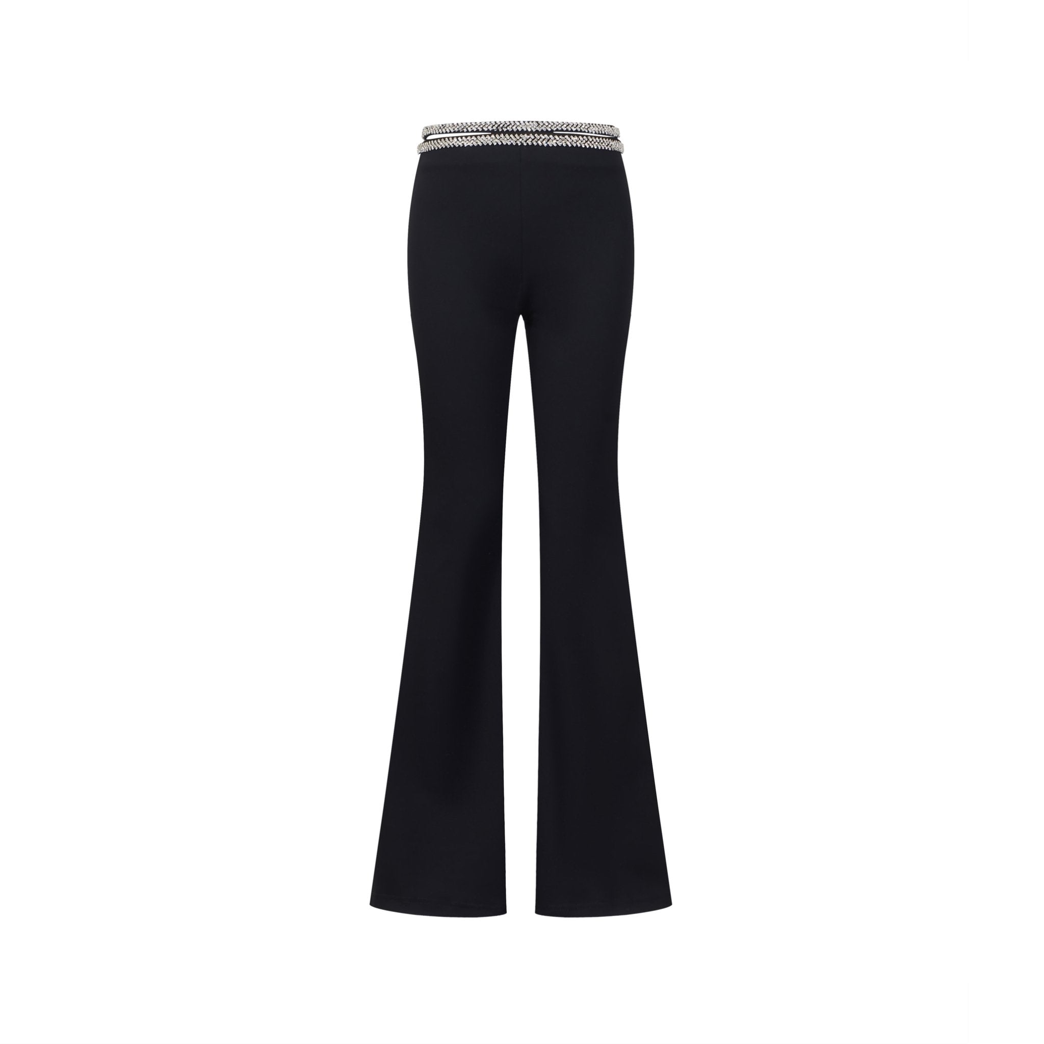 THREE QUARTERS Black Diamond Chain Waistless Knit Micro Trousers | MADA IN CHINA