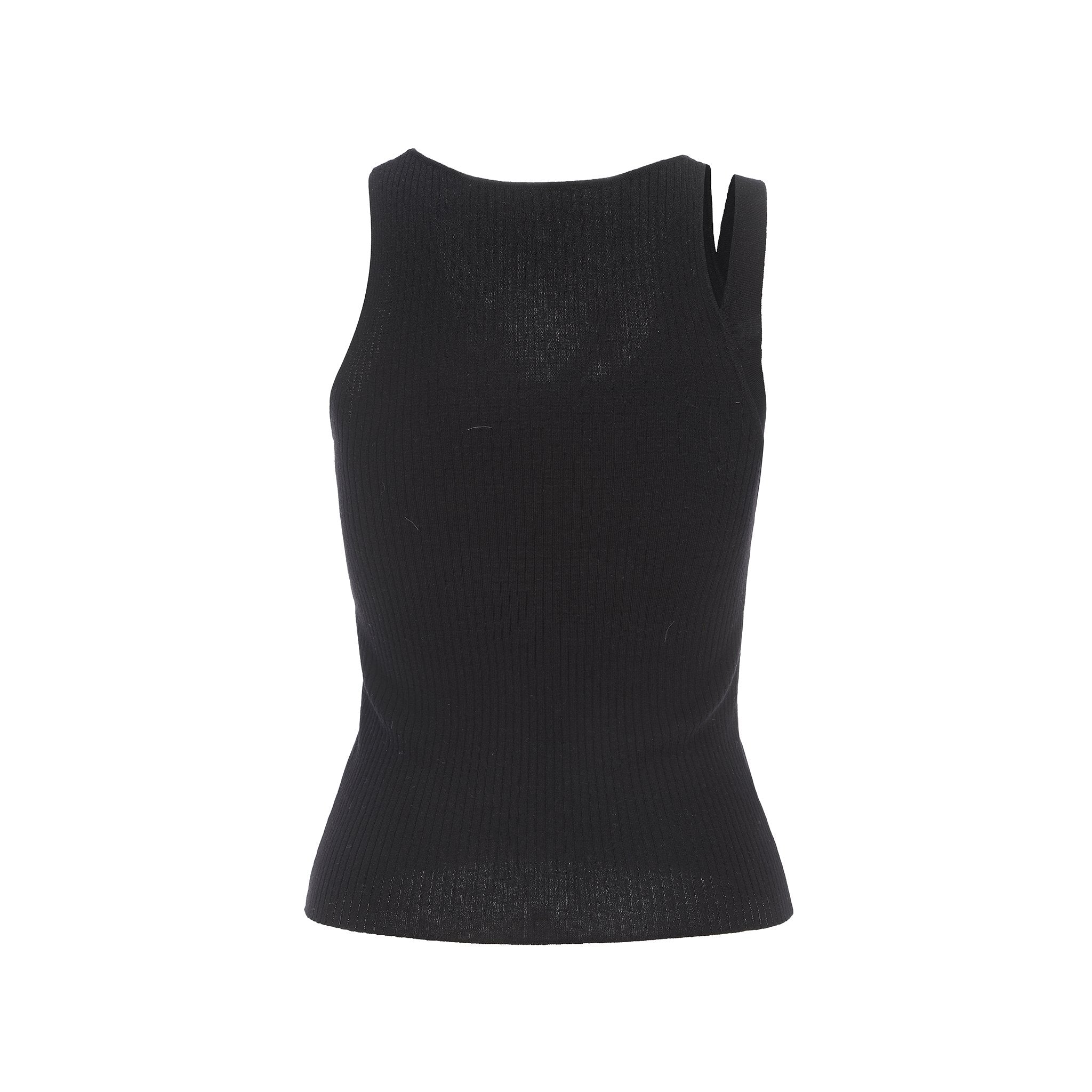 ARTE PURA Black Double Shoulder Wool Knit Vest | MADA IN CHINA