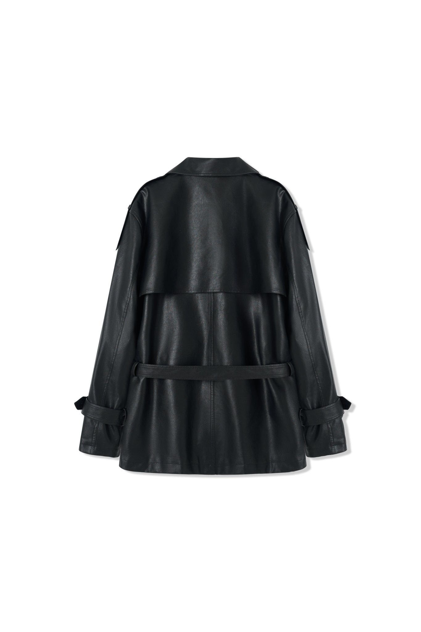 NAWS Black Emissary Leather Trenchcoat | MADAX