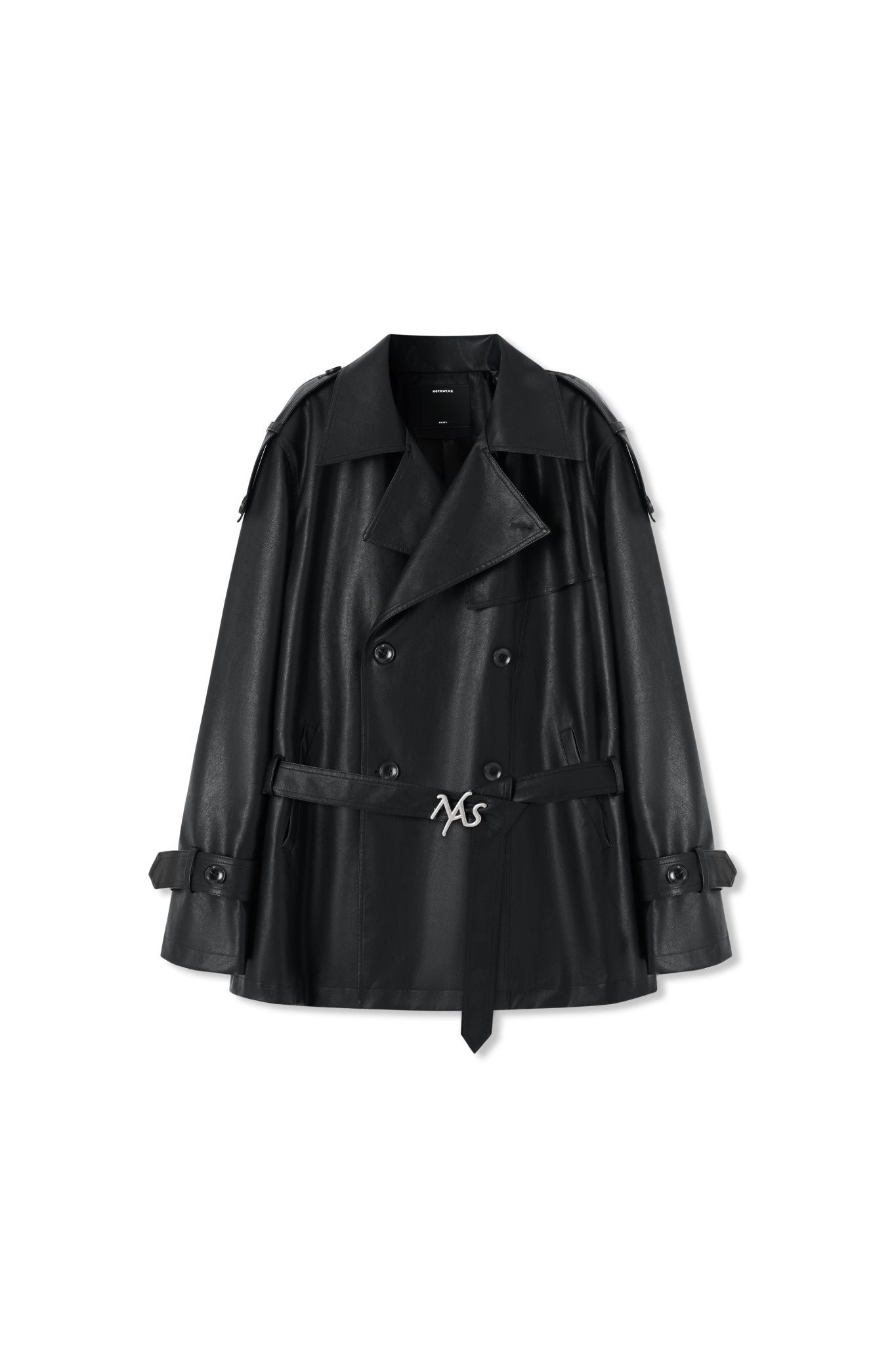 NAWS Black Emissary Leather Trenchcoat | MADAX