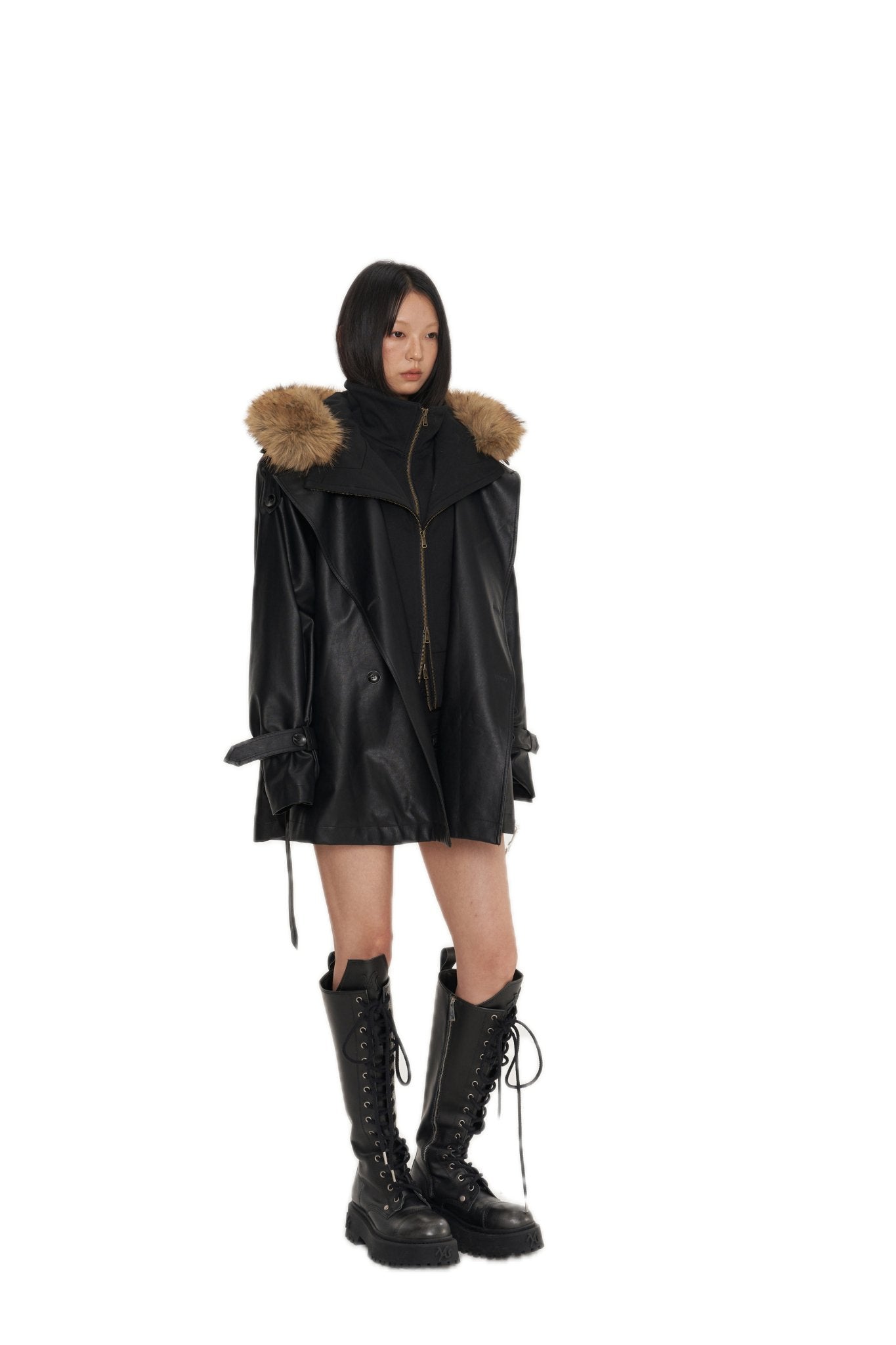 NAWS Black Emissary Leather Trenchcoat | MADAX