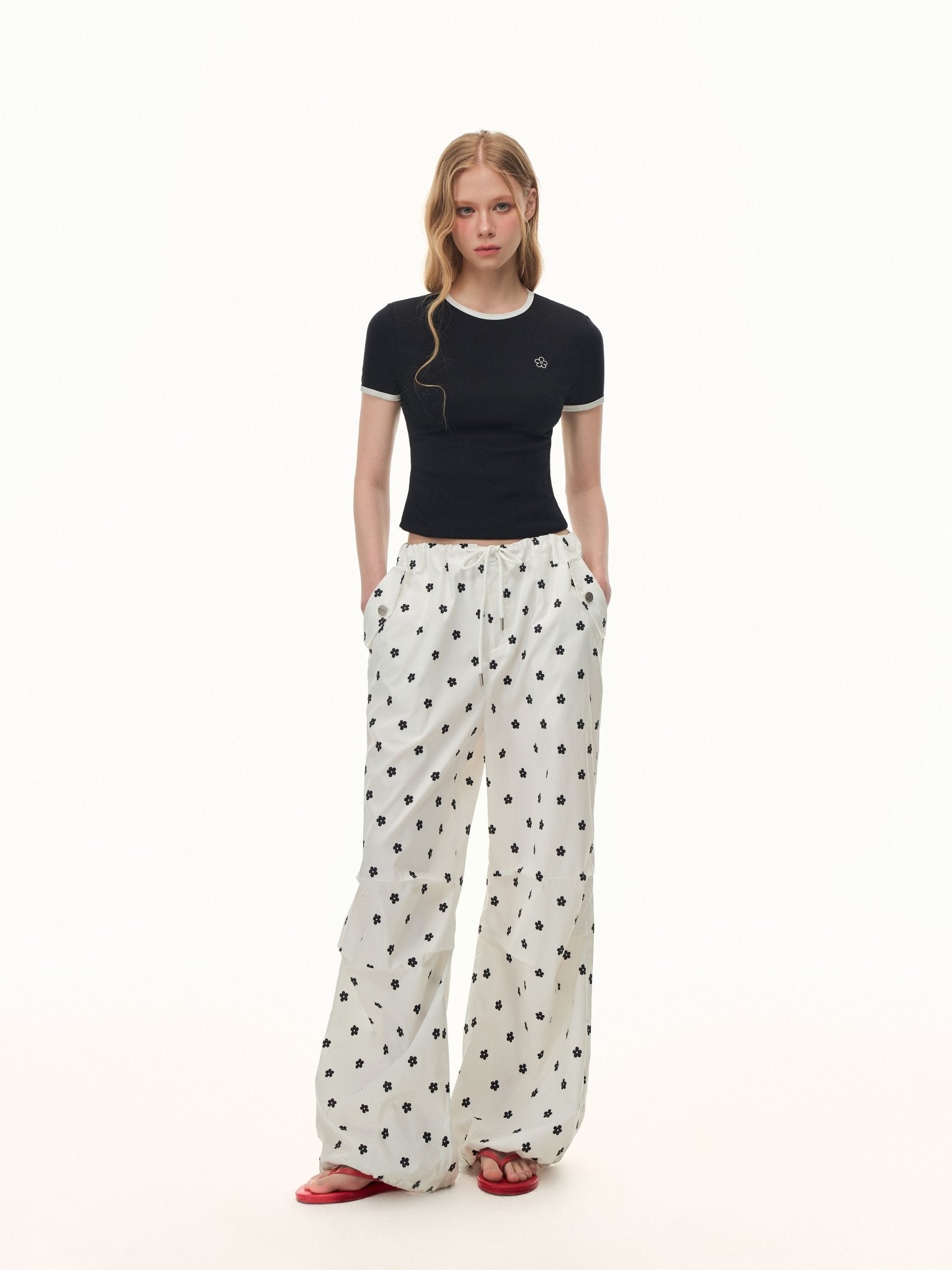 CLIMAX VISION Black Floral Embroidered Short - Sleeve T-Shirt | MADAX