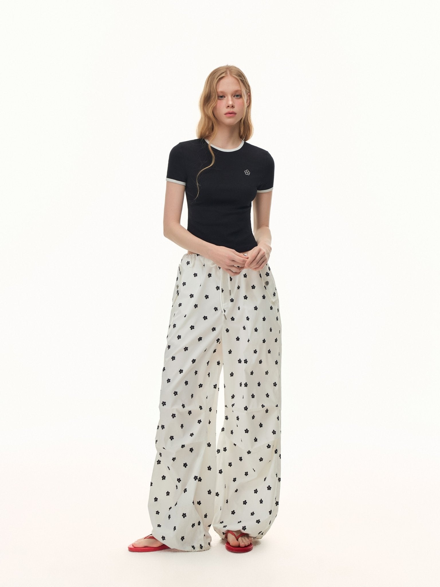 CLIMAX VISION Black Floral Embroidered Short - Sleeve T-Shirt | MADAX