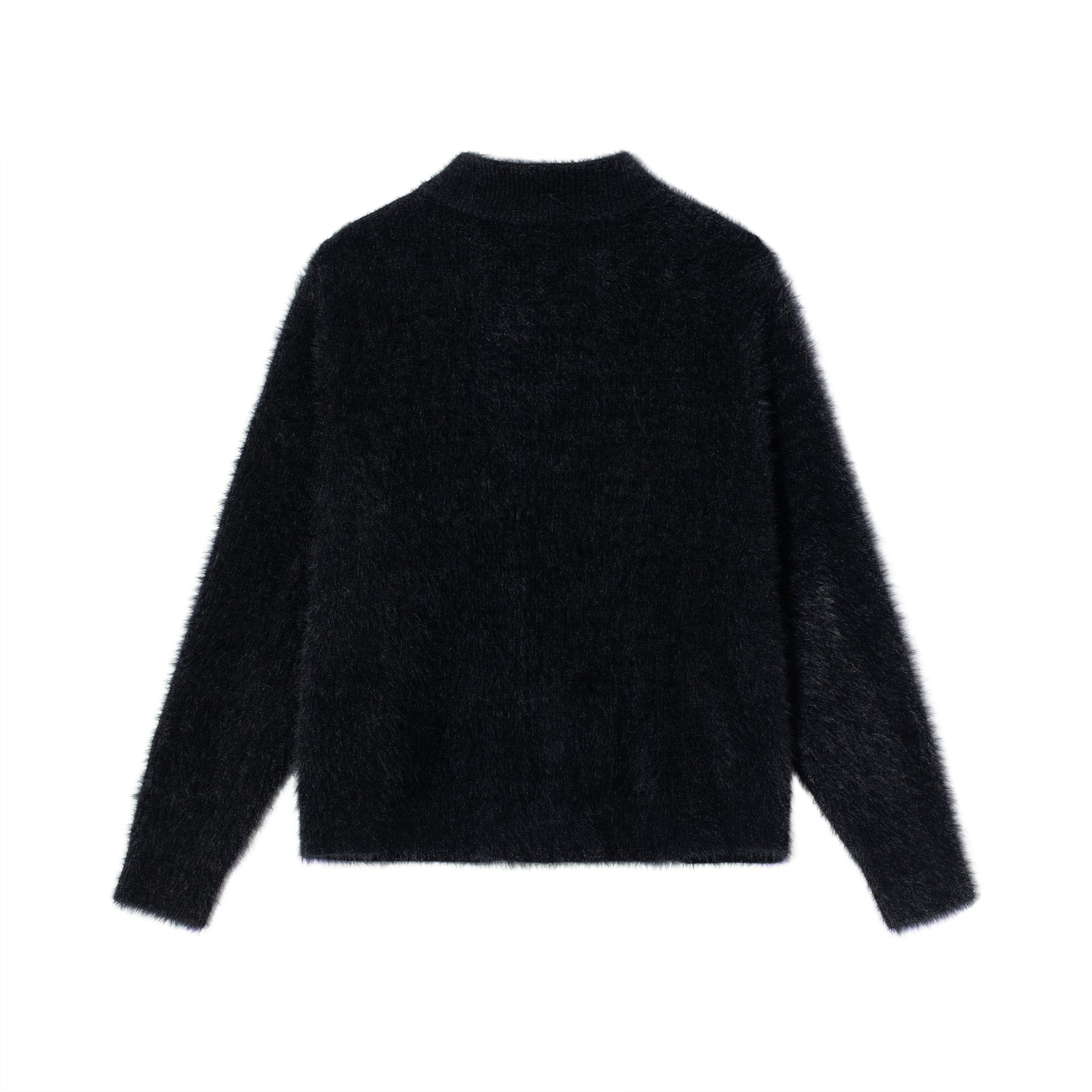 CLIMAX VISION Black High Neck Lazy Knit Cardigan | MADAX