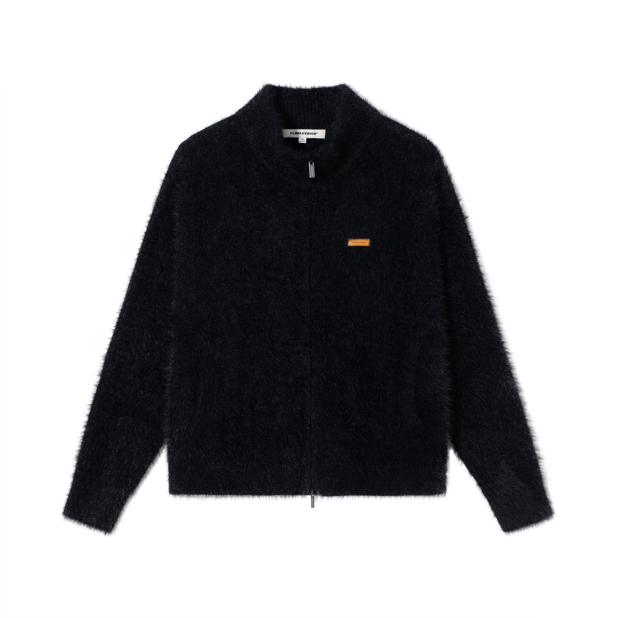 CLIMAX VISION Black High Neck Lazy Knit Cardigan | MADAX