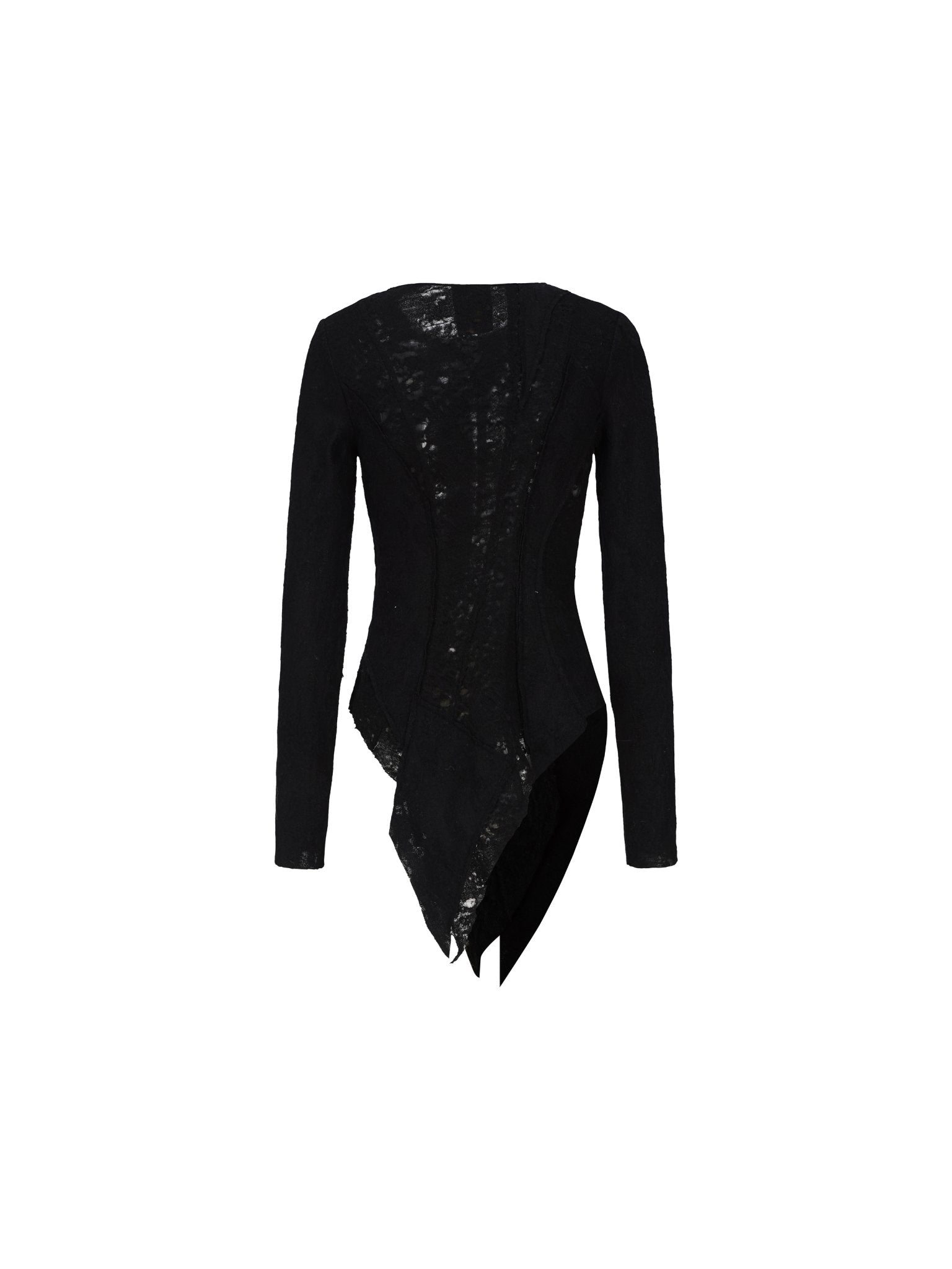 ELYWOOD Black Hollow Lace Wool Cardigan | MADAX