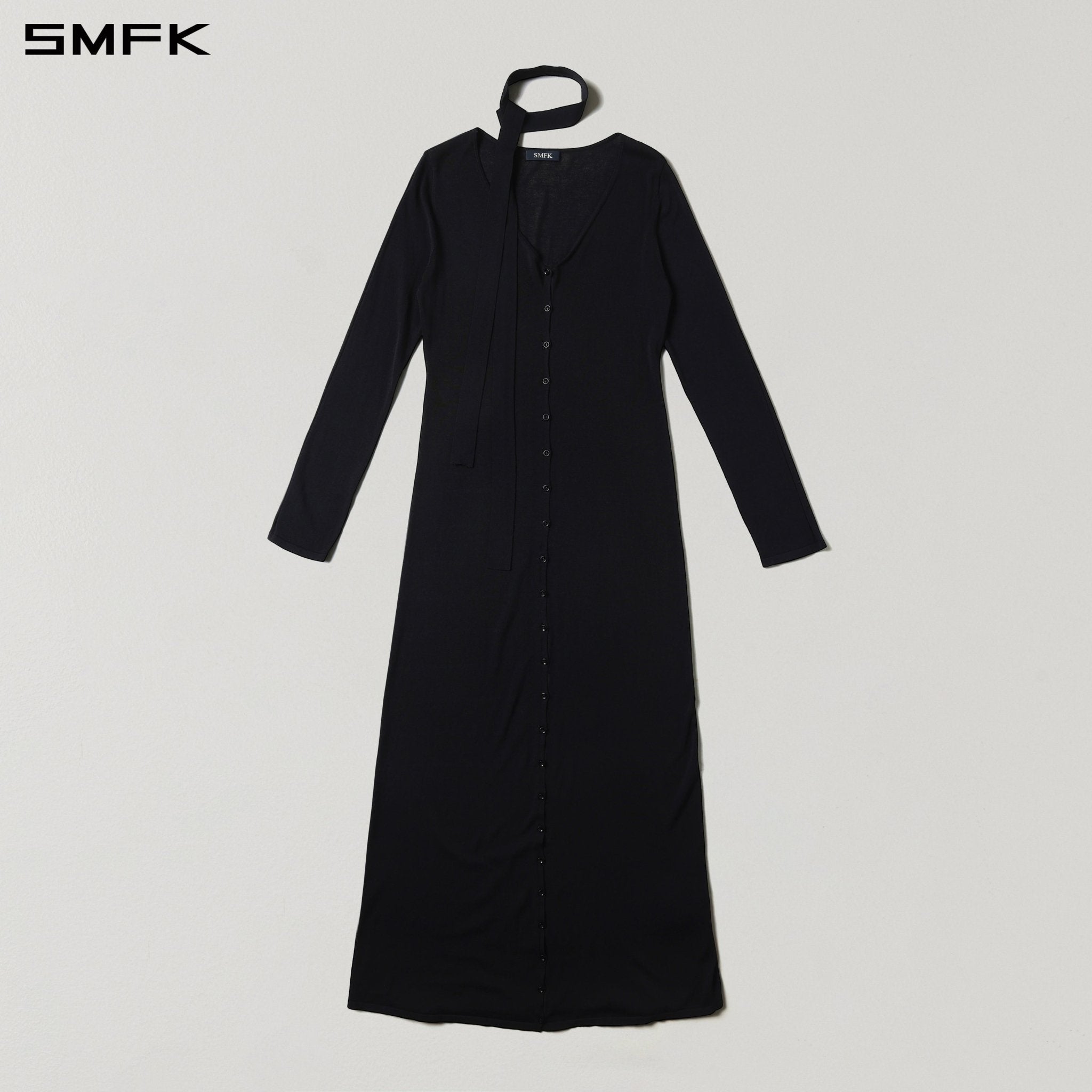 SMFK Black Hoodie Cardigan Long Skirt | MADAX